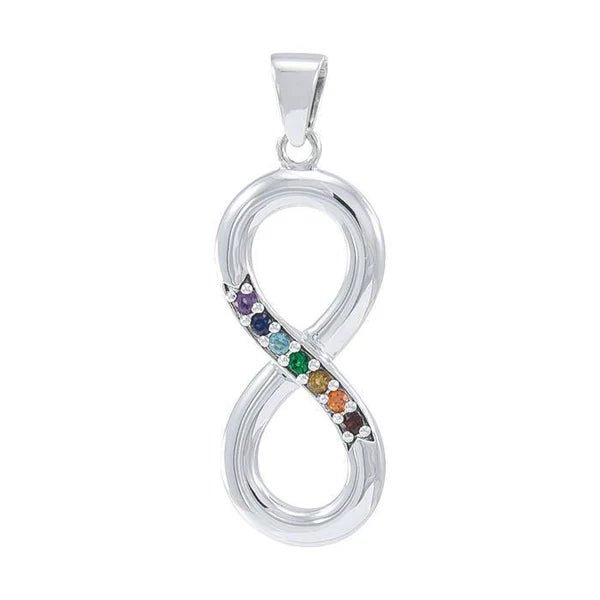 Infinite Strength Sterling Silver Recovery Pendant with Multi Stone Inlay - Spiritual Healing Jewelry for Addiction Recovery & Emotional Support - Perfect for Gifts & Daily Wear (TPD4457)
