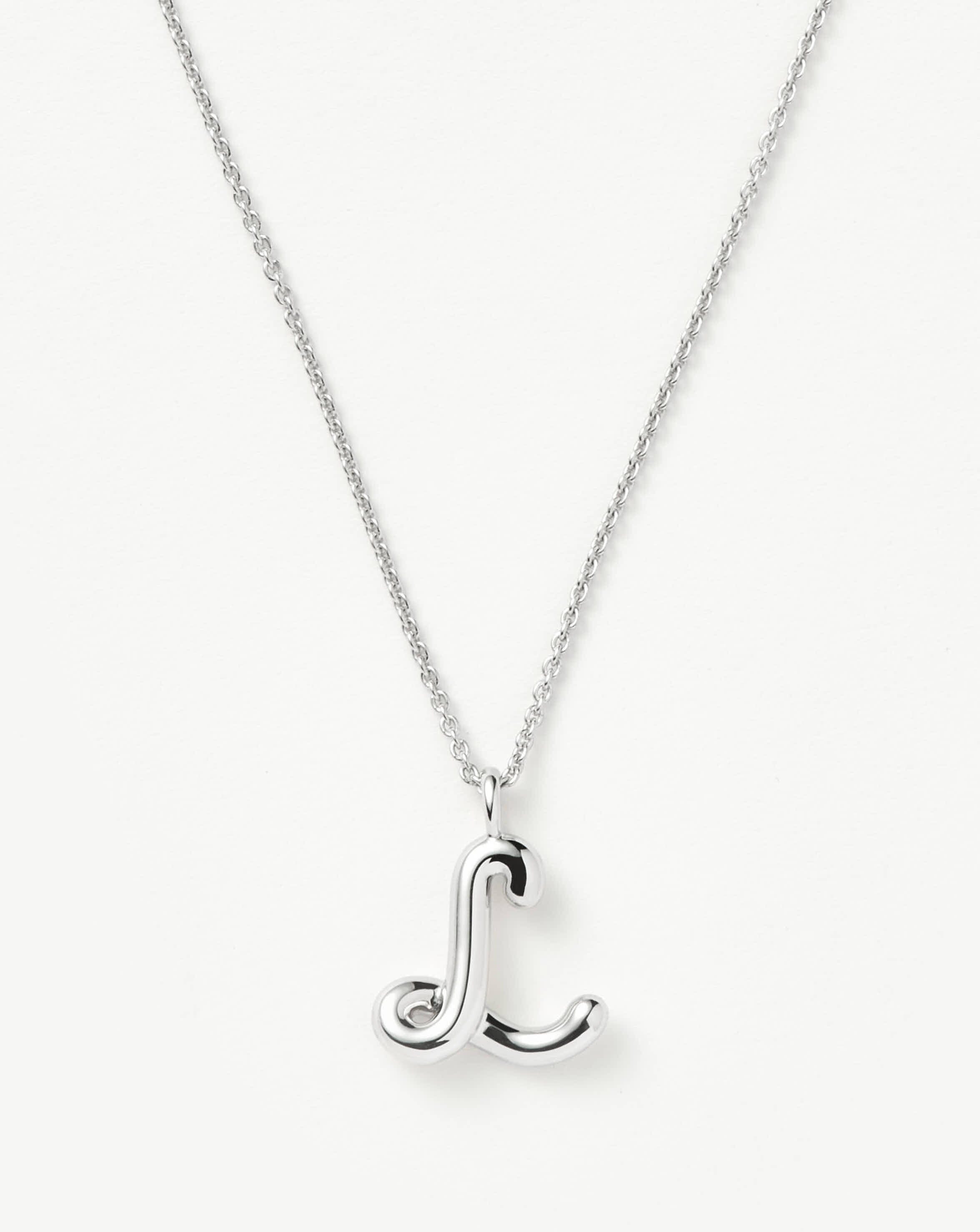 Personalized Sterling Silver Curly Molten Initial Pendant Necklace - Custom Monogram Jewelry for Women | Perfect Gift for Birthday, Anniversary & Valentine's Day