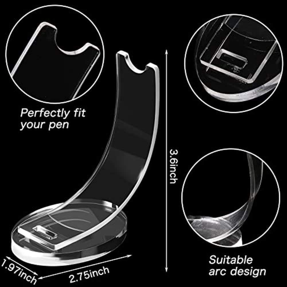 BWESOO Clear Acrylic Pen Holder Stand - Vertical Display Organizer for Fountain Pens, Ballpoint Pens & Makeup Brushes - Perfect for Office, Home Desk & Vanity Organizing