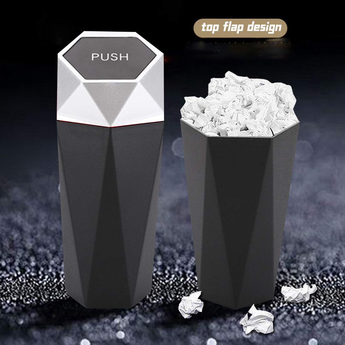 Reeonice Mini Car Trash Can 800ML - Leak Proof Detachable Garbage Bin with Lid for Car Cup Holder & Door - 6