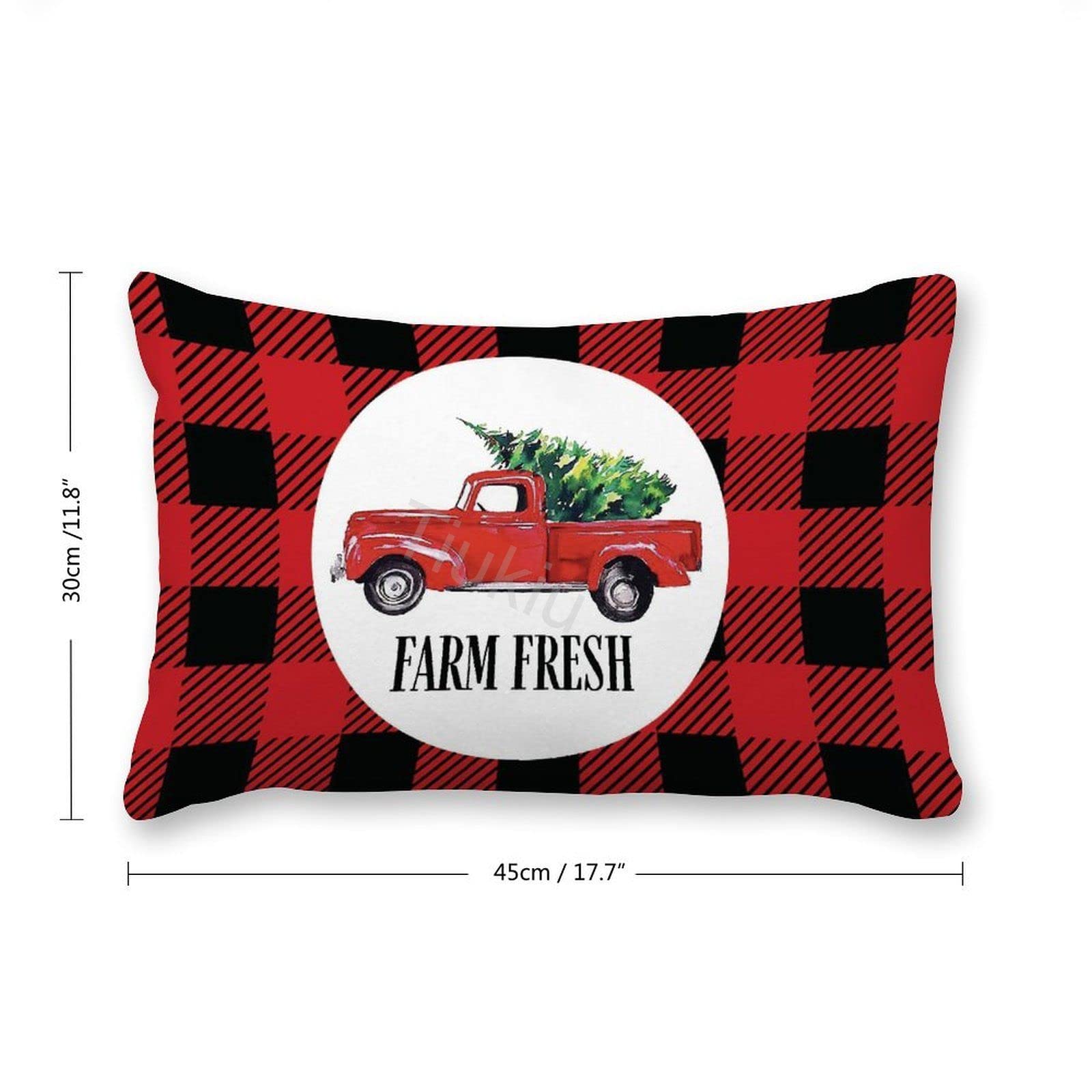 **2-Pack Canvas Christmas Truck Buffalo Plaid Lumbar Pillow Covers - 12x18 Inches Decorative Throw Pillow Cases for Couch, Sofa, Bed & Living Room - Perfect for Holiday Home Decor & Seasonal Accents**