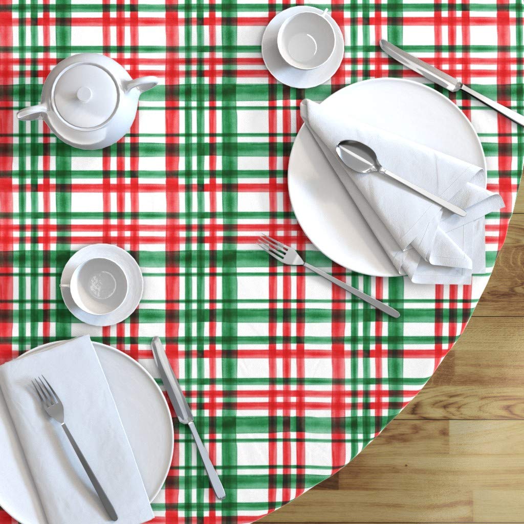 Custom Christmas Watercolor Plaid Tablecloth - 70