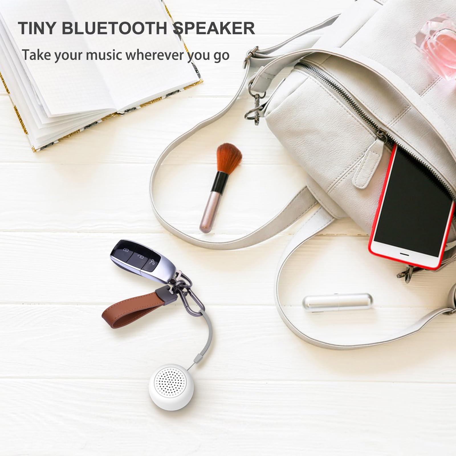 Portable Bluetooth Speaker Wireless Mini Travel Speaker with Bluetooth 5.0 - Compact Outdoor Speaker for Beach, Camping, Hiking & Pool Party (White)