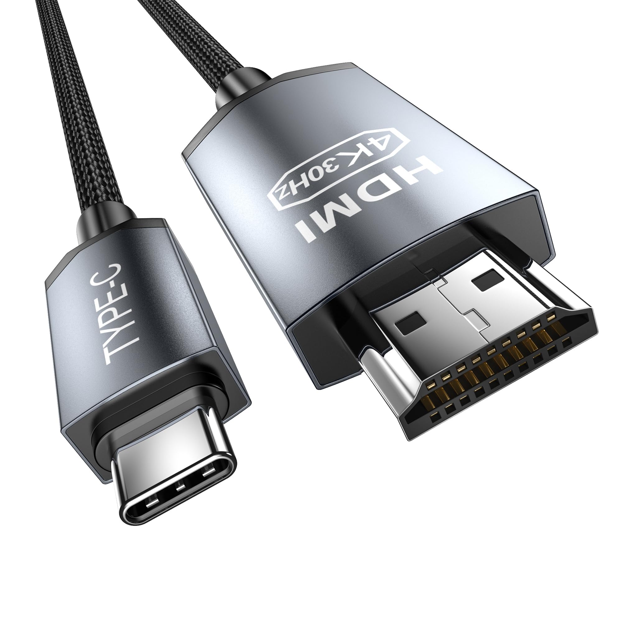 6FT USB C to HDMI Cable 4K 60Hz High-Speed Braided - Thunderbolt 3/4 Compatible for MacBook Pro/Air 2023, iPhone 15 Pro/Max, iPad Pro, Samsung Galaxy - Home Office & Entertainment Setup (1 Pack)