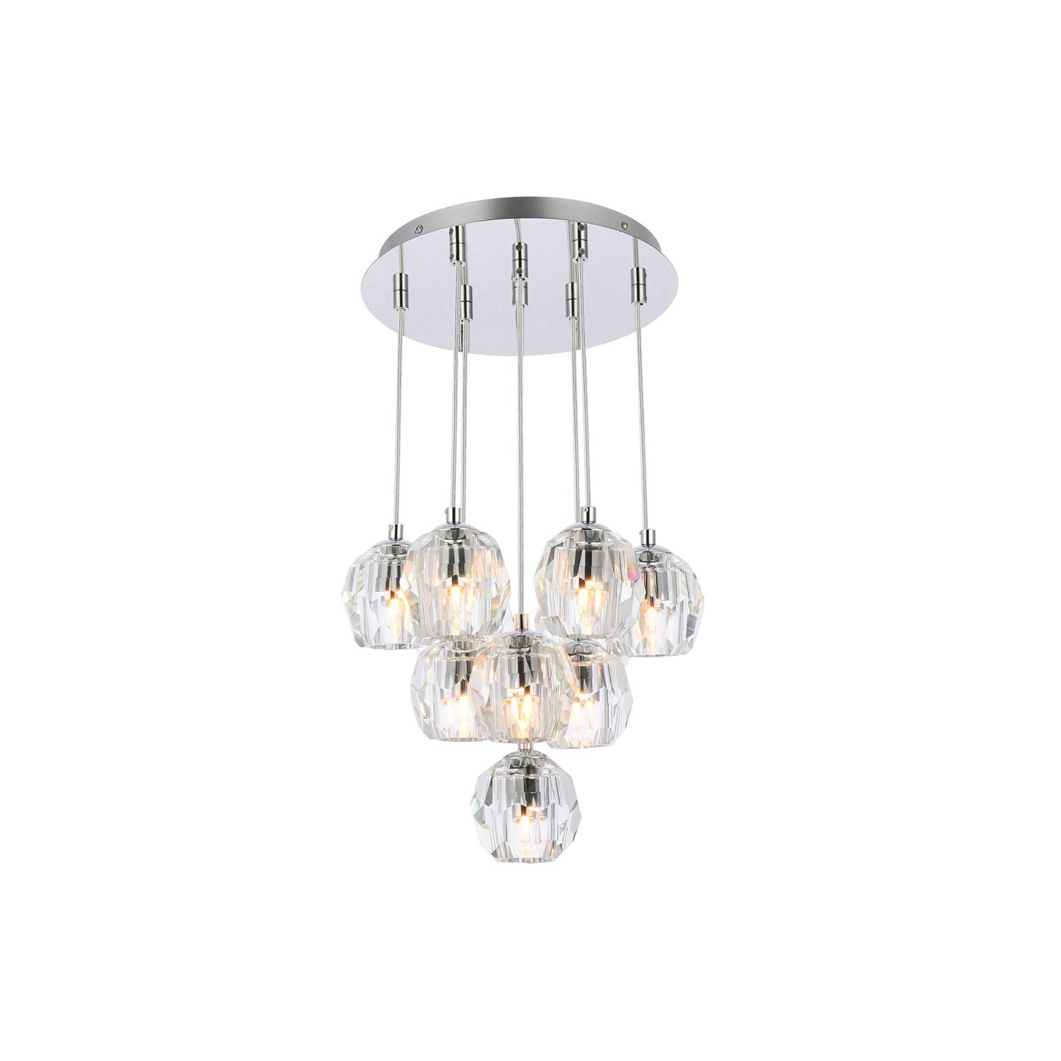 10-Light Chrome Pendant Lighting Fixture - Modern Dining Room Chandelier for Kitchen Island, Entryway, and Living Room Ceiling Decor