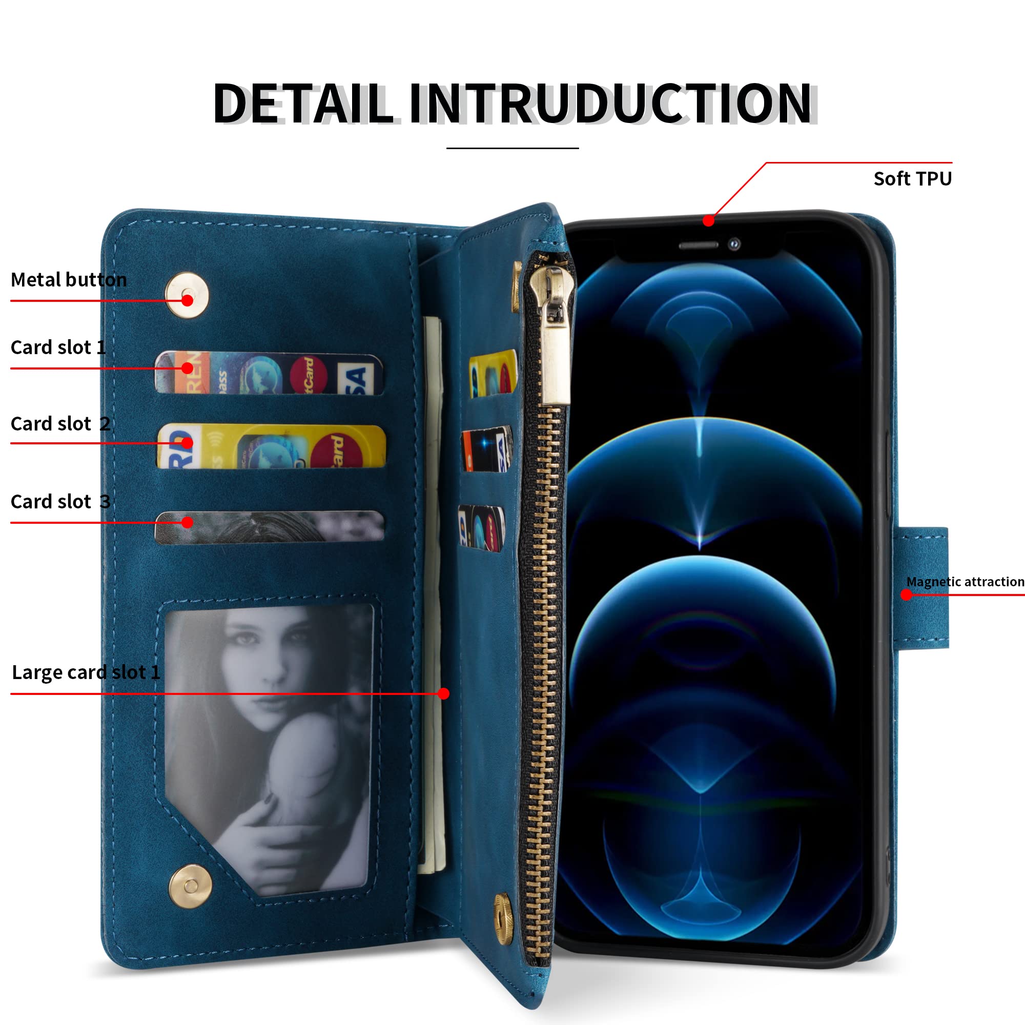 Premium PU Leather iPhone 12/12 Pro Wallet Case (6.1