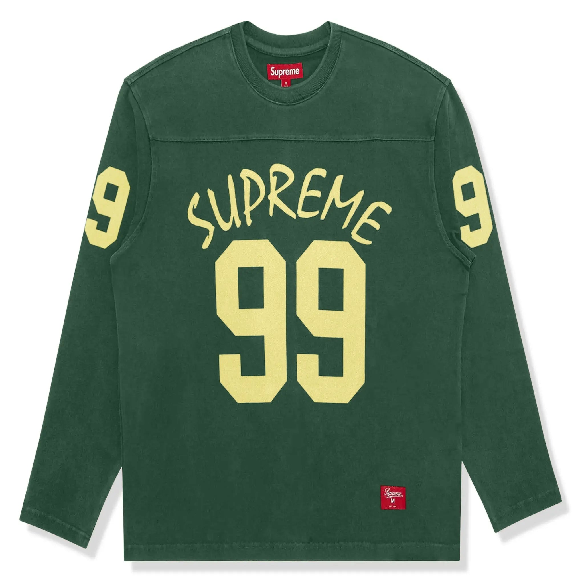 Supreme 99 Long Sleeve Green Football Jersey - Men's Sports Performance Shirt for Training, Games & Fan Wear