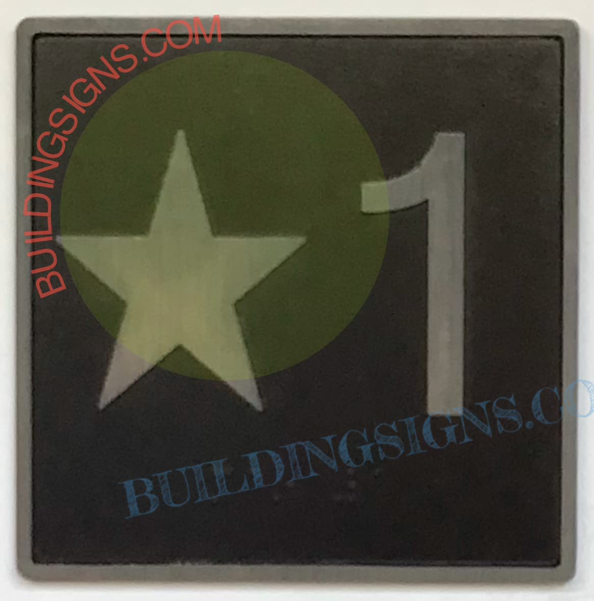 Cast Iron Elevator Floor Number Star 1 Sign - 4x4 Inch Black Background Jamb Plate for Commercial & Residential Elevators - Perfect for Office Buildings, Hotels, and Apartment Complexes - The Iron Line