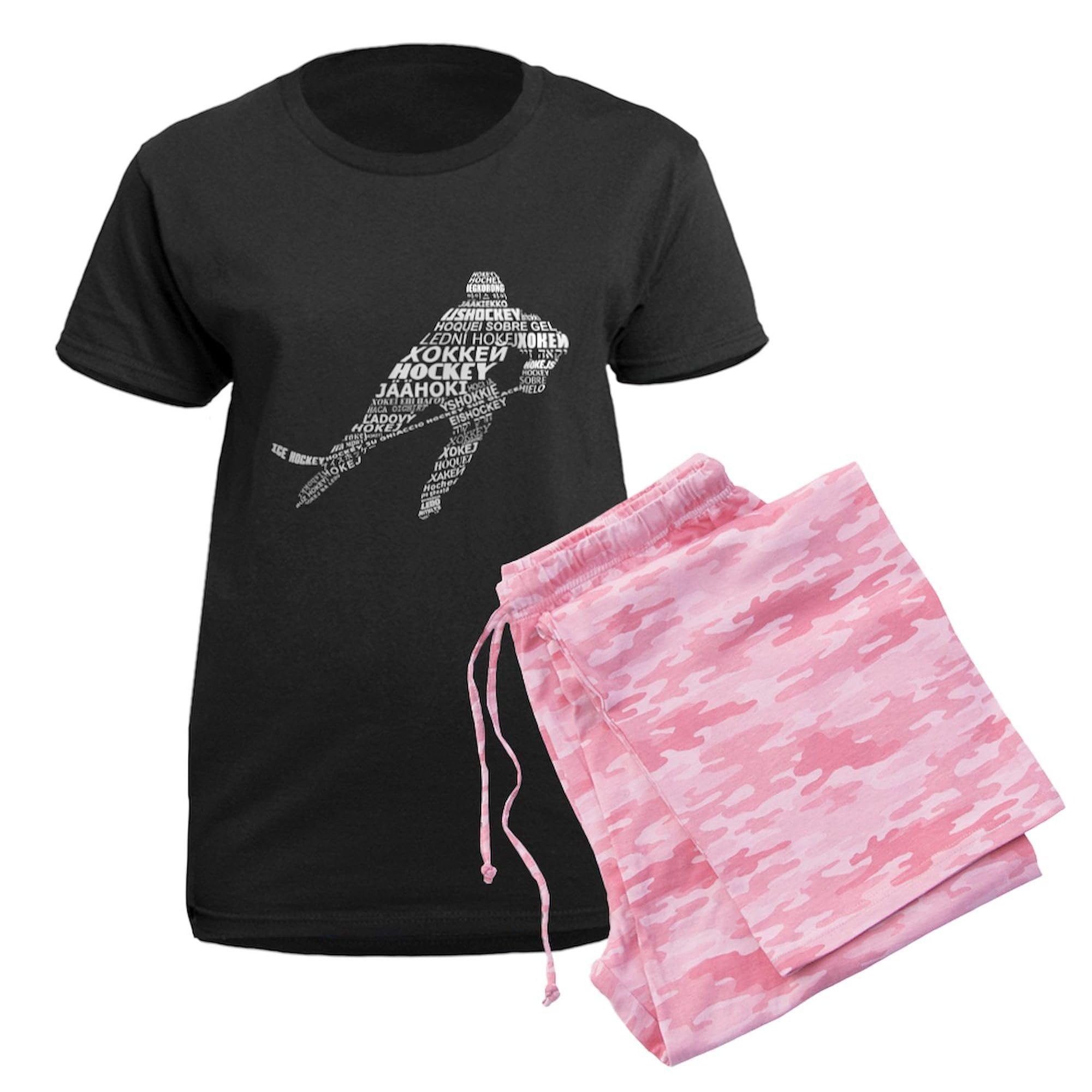 Women's Hockey Languages Typography Pajamas - Novelty Sleepwear PJ Set for Hockey Fans | Perfect for Game Nights, Sleepovers & Gifts