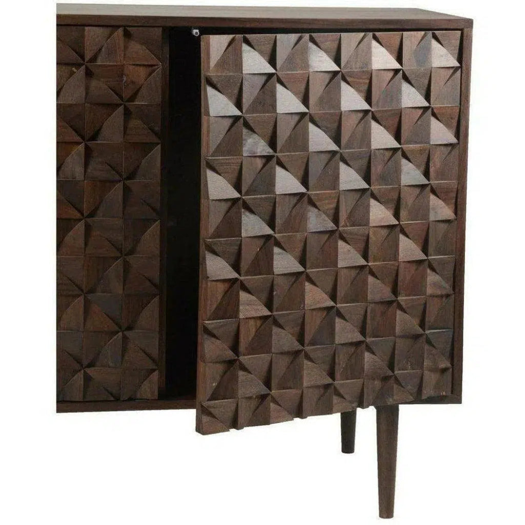 58 Inch 3-Door Brown Mid-Century Modern Sideboard Buffet Cabinet - Perfect for Dining Room Storage, Living Room Display & Entryway Organization