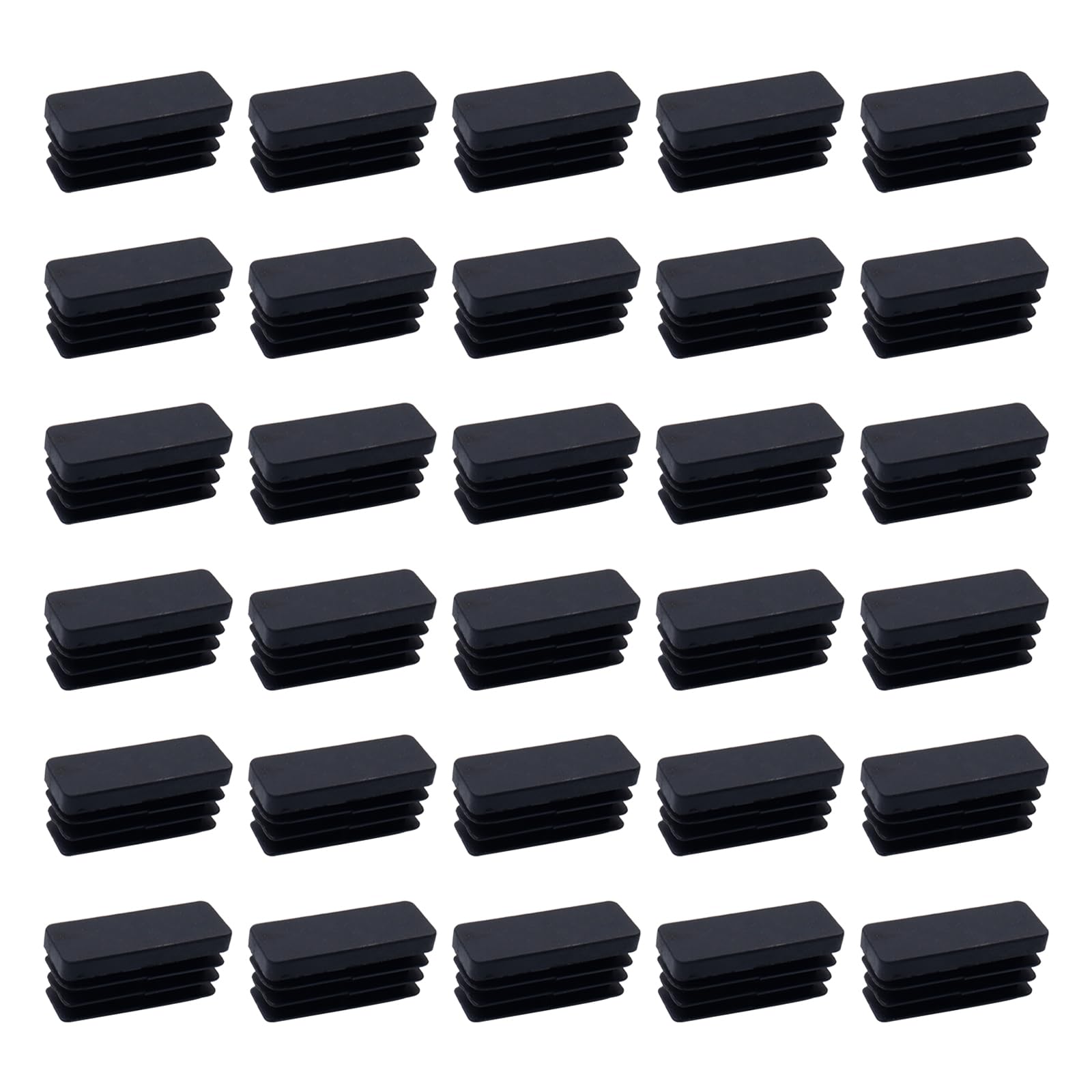 Antrader 38 x 13mm Black Plastic Furniture End Caps - Rectangular Tube Plugs for Chair Legs, Table Feet & Furniture Tubes (Pack of 30) - Perfect for DIY Furniture Assembly, Home Decor & Office Chair Protection