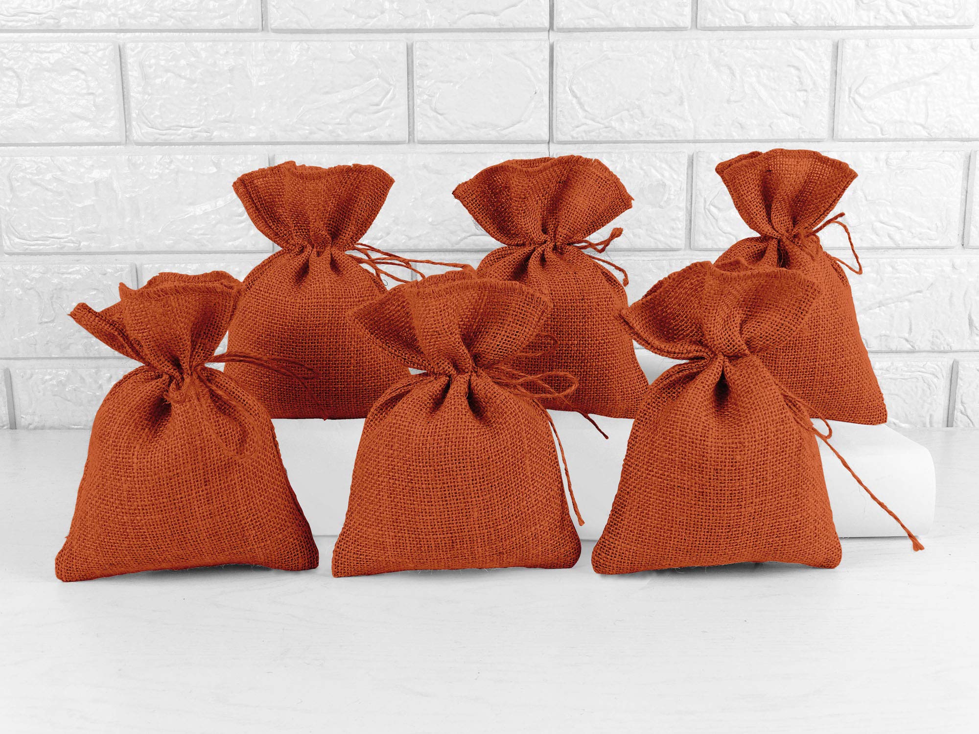 Orange Burlap Sachet Bags - 7x5 Inch Drawstring Jute Pouches for Advent Calendars, Wall Hangings, Wedding Favors & Party Storage | Eco-Friendly Gift Bags for Christmas, Birthdays & Home Decor