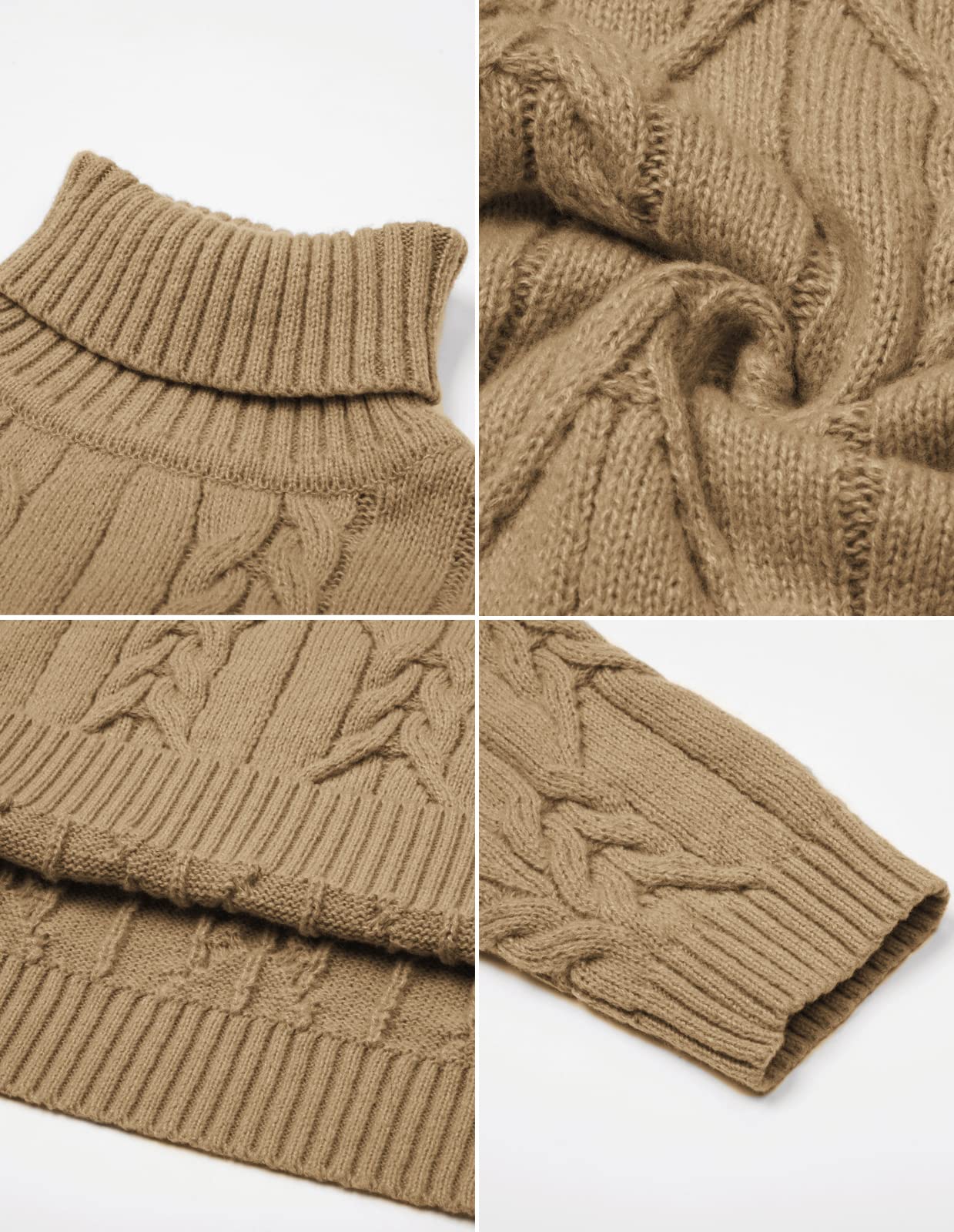 GRACE KARIN Men's Slim Fit Turtleneck Sweater - Long Sleeve Twisted Knit Pullover for Winter - Casual Solid Color Warm Sweater for Office, Dating & Outdoor Activities