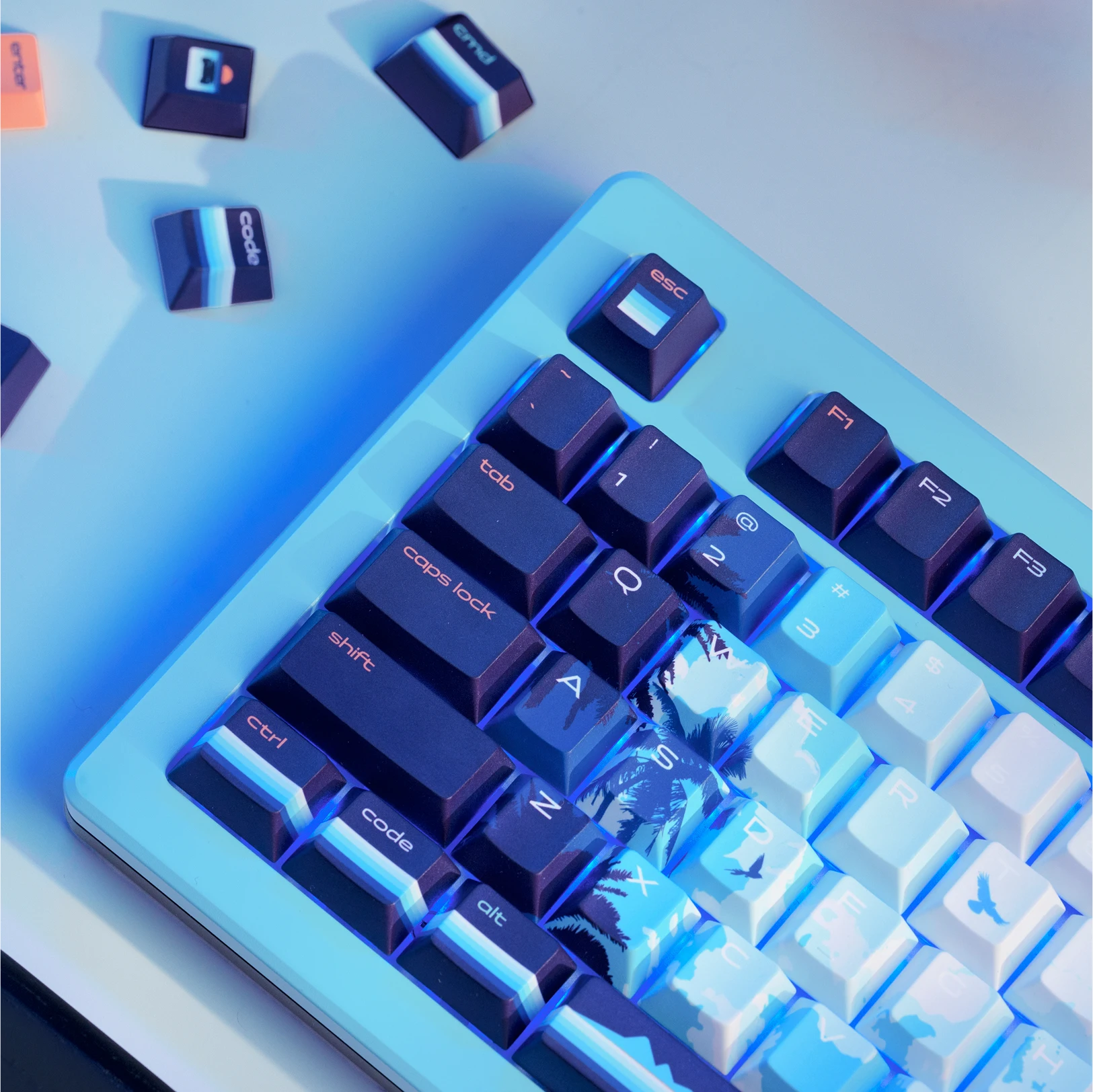 GPBT Synth Sunrise Keycaps - Premium Custom Mechanical Keyboard Keycaps for Typing & Gaming | Perfect for RGB Backlit Keyboards & Custom Builds