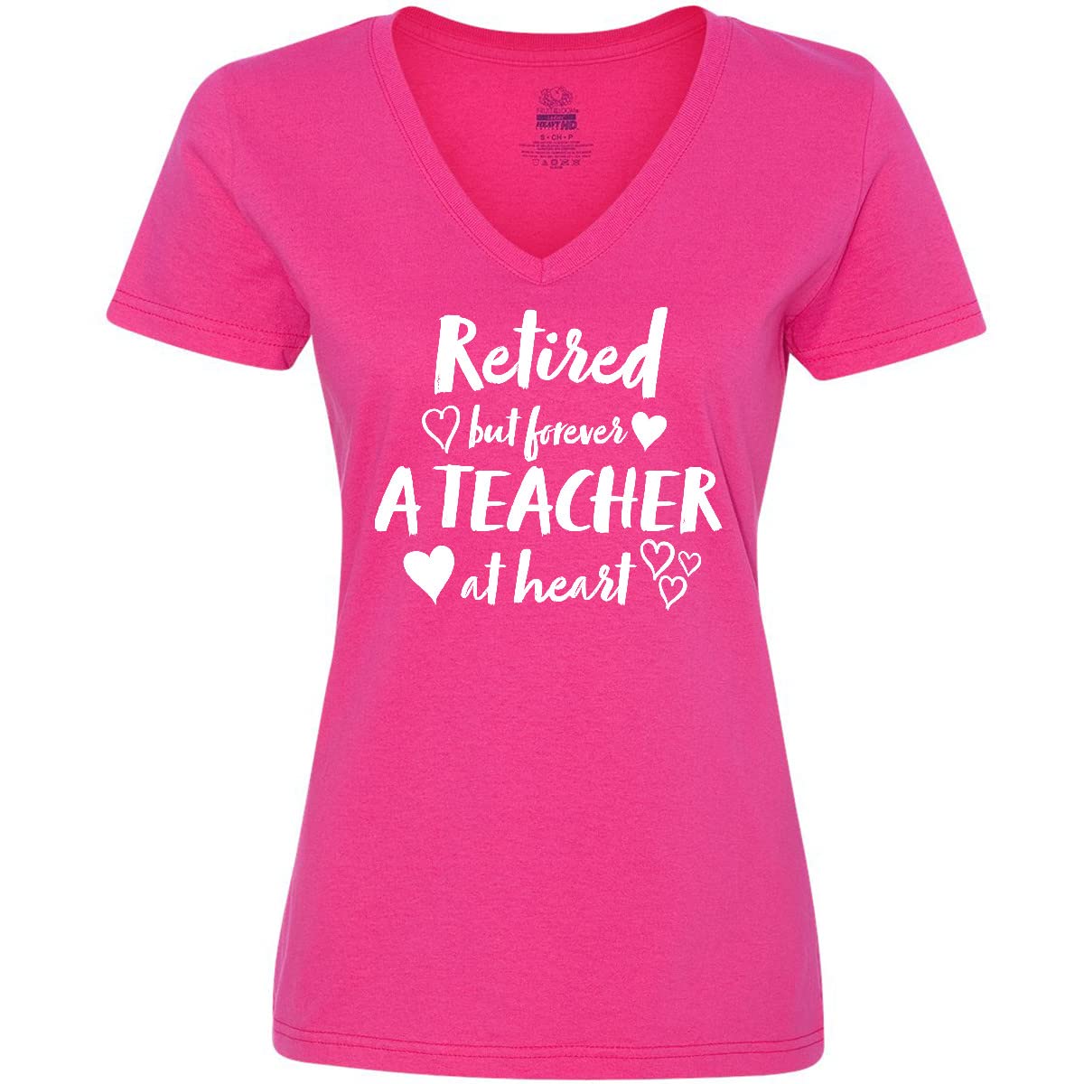 Inktastic Retired But Forever a Teacher at Heart Women's V-Neck T-Shirt - Comfortable Casual Tee for Retired Educators - Perfect for Teacher Appreciation, Retirement Parties & Everyday Wear