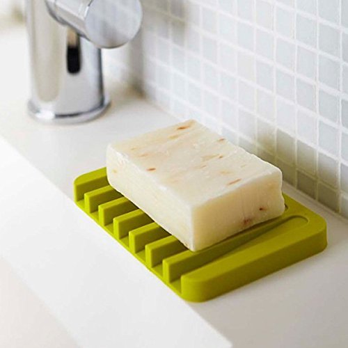 Anwenk 3-Pack Silicone Soap Dish Holder - Waterfall Drain Design for Shower, Bathroom & Kitchen Countertop | Keeps Soap Bars Dry & Clean | Flexible & Easy to Clean | Perfect for Bath, Sink & Travel Use