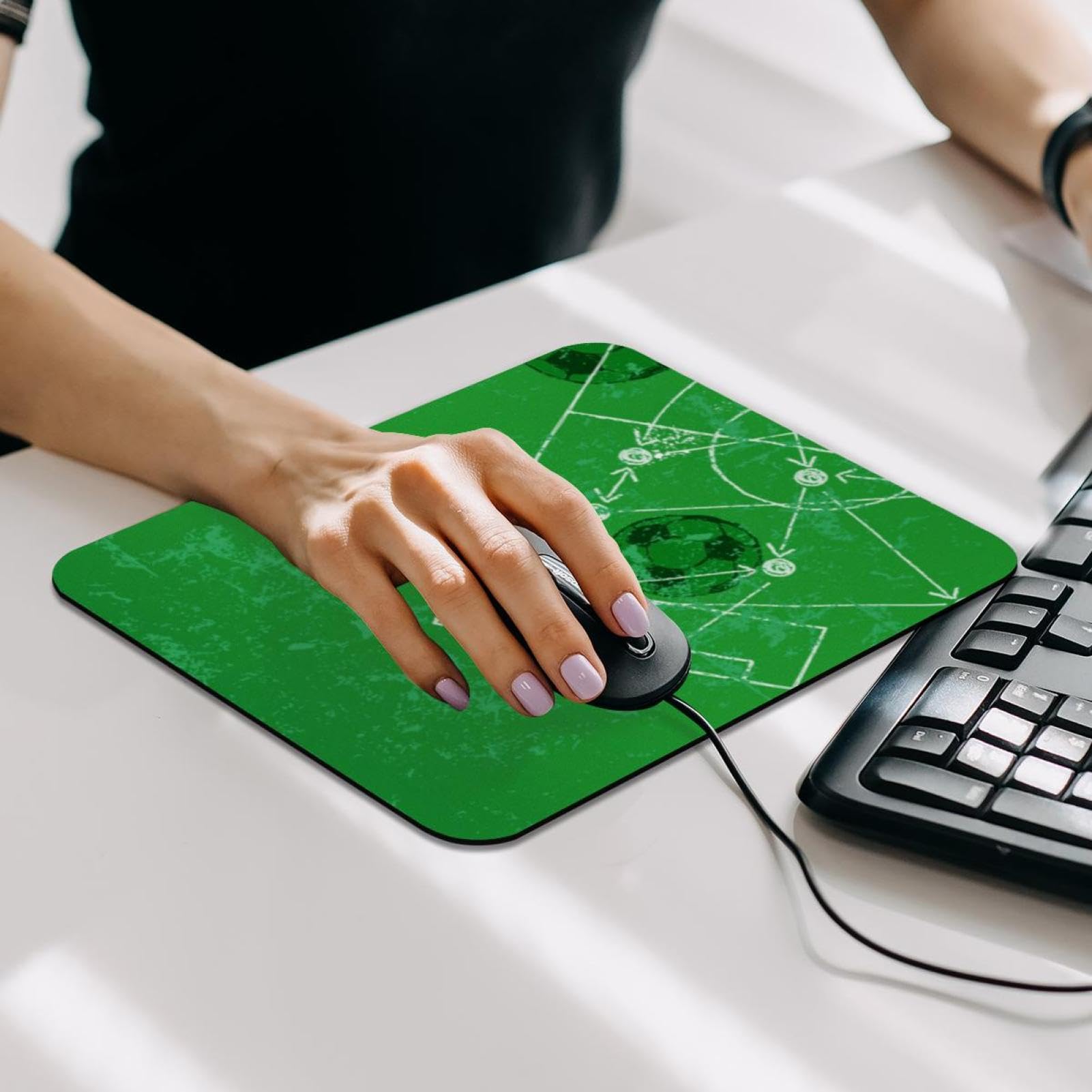Soccer Football Design Mouse Pad - Washable Non-Slip Rubber Base Gaming Mouse Mat for PC, Laptop & Office Desk - Perfect for Gamers, Programmers & Office Workers