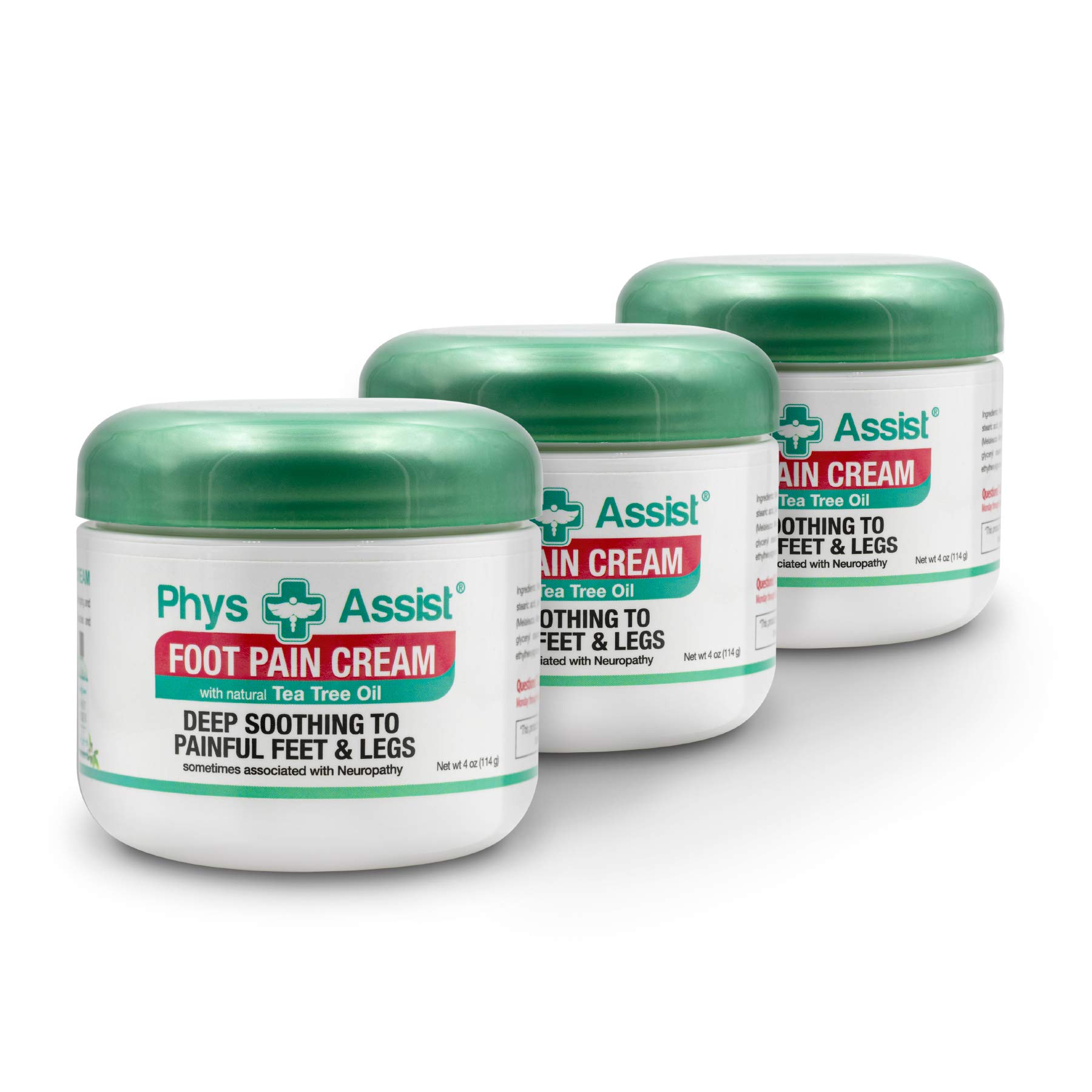 PhysAssist Soothing Foot & Leg Cream - 3 Pack (4 oz Each) for Dry, Cracked Feet Relief - Perfect for Post-Workout Recovery & Nighttime Foot Care