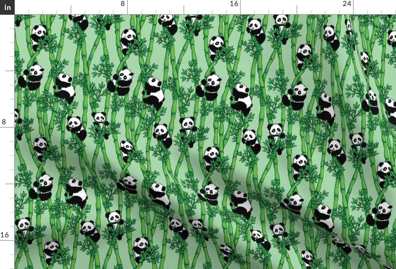 Premium Spoonflower Fabric - Eco-Friendly Bamboo Panda Green Cute Eating Print on Soft Minky Fabric (Fat Quarter) for Sewing Baby Blankets, Quilt Backing & Plush Toys - Perfect for DIY Crafts, Nursery Decor & Gift Making