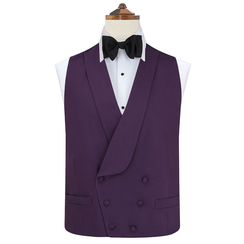 Hudson Purple Silk Cotton Grosgrain Waistcoat for Men - Elegant Formal Vest for Weddings, Business & Special Occasions
