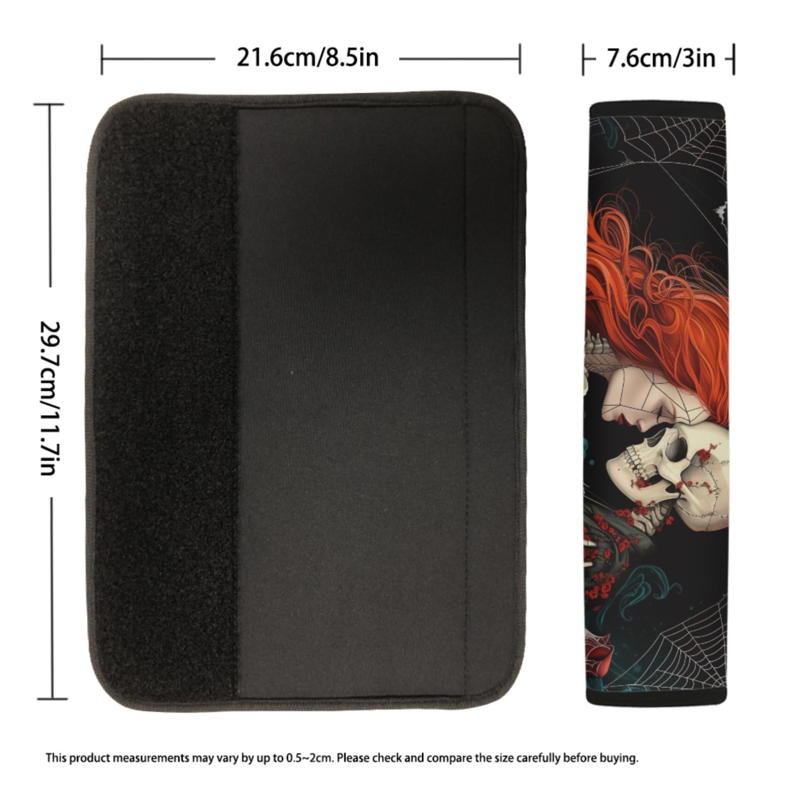 Scary Skull Skeleton Halloween Car Seat Covers Set - 5 Piece Universal Fit Auto Interior Accessories with Steering Wheel Cover & Seatbelt Pads for Most Vehicles | Perfect for Halloween Decorations, Themed Parties & Spooky Car Rides