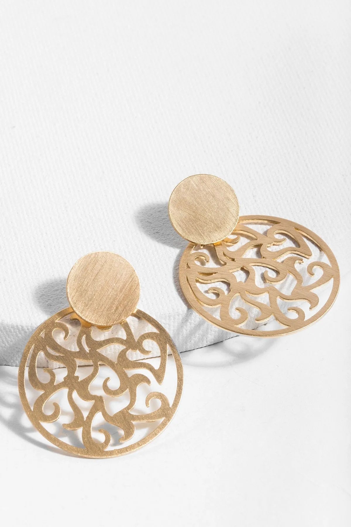 Elegant Circle Ornate Cut Out Earrings for Women - Boho Chic Dangle Earrings for Party, Wedding & Everyday Wear