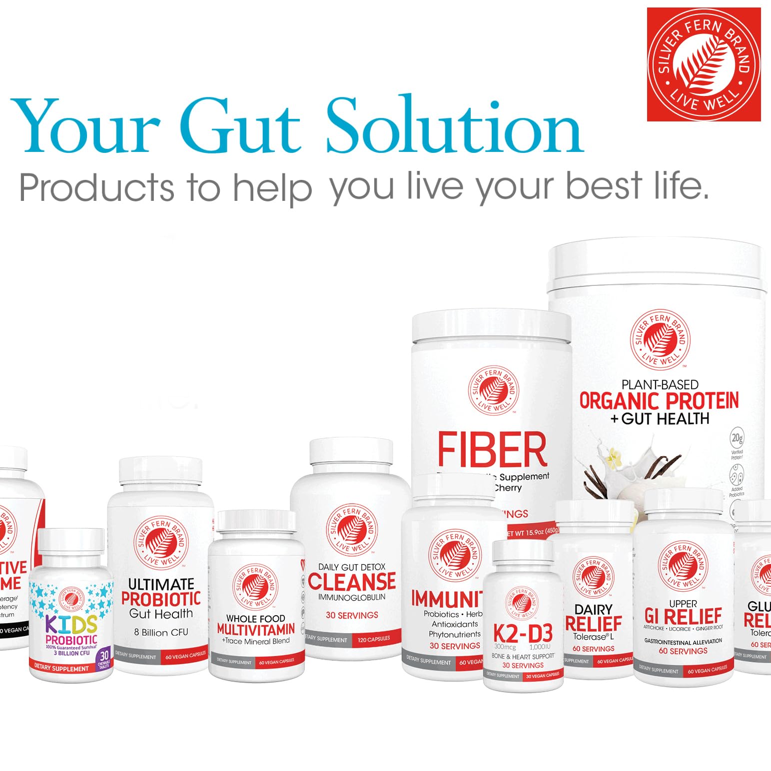 Silver Fern Cleanse - Daily Gut Health Supplement - 2 Bottles (240 Capsules) - 60 Day Supply - IgG, IgA & IgM Support - Digestive & Immune System Booster - Postbiotic Formula - for Bloating Relief & Gut Balance - Perfect for Travelers & Busy Professionals