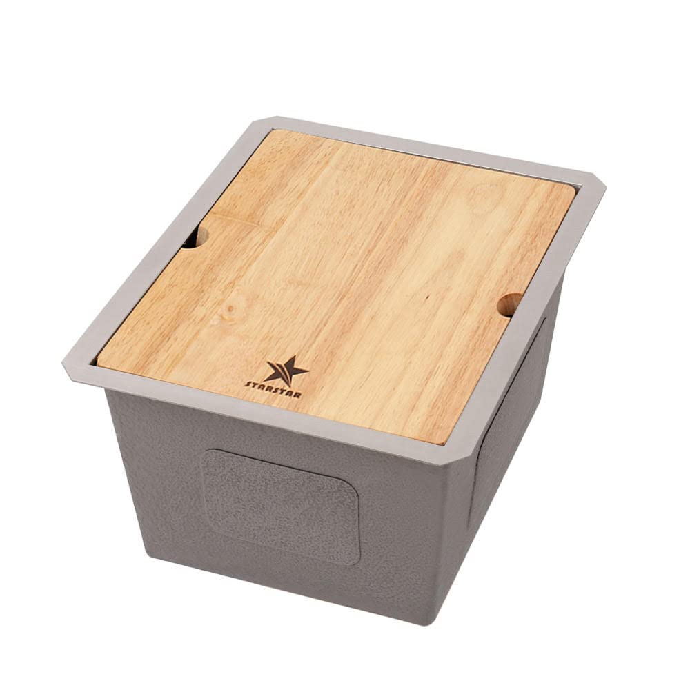 Premium 304 Stainless Steel Undermount Single Bowl Sink for Kitchen, Bar, Laundry & Office - Includes Grid, Cutting Board & Strainer Basket (15