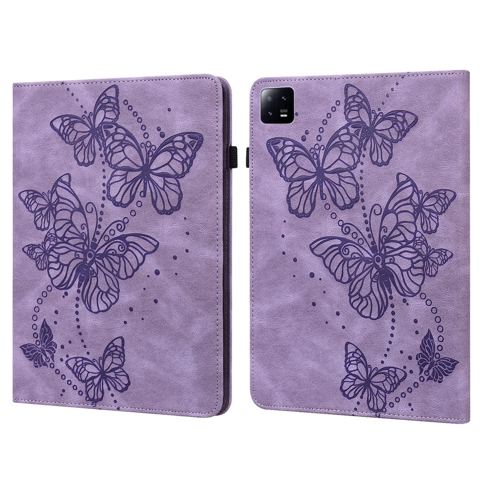 Premium Leather Tablet Case for Xiaomi Pad 6 with Elegant Embossed Butterfly Design - Slim Protective Cover for Work, Travel & Home Use