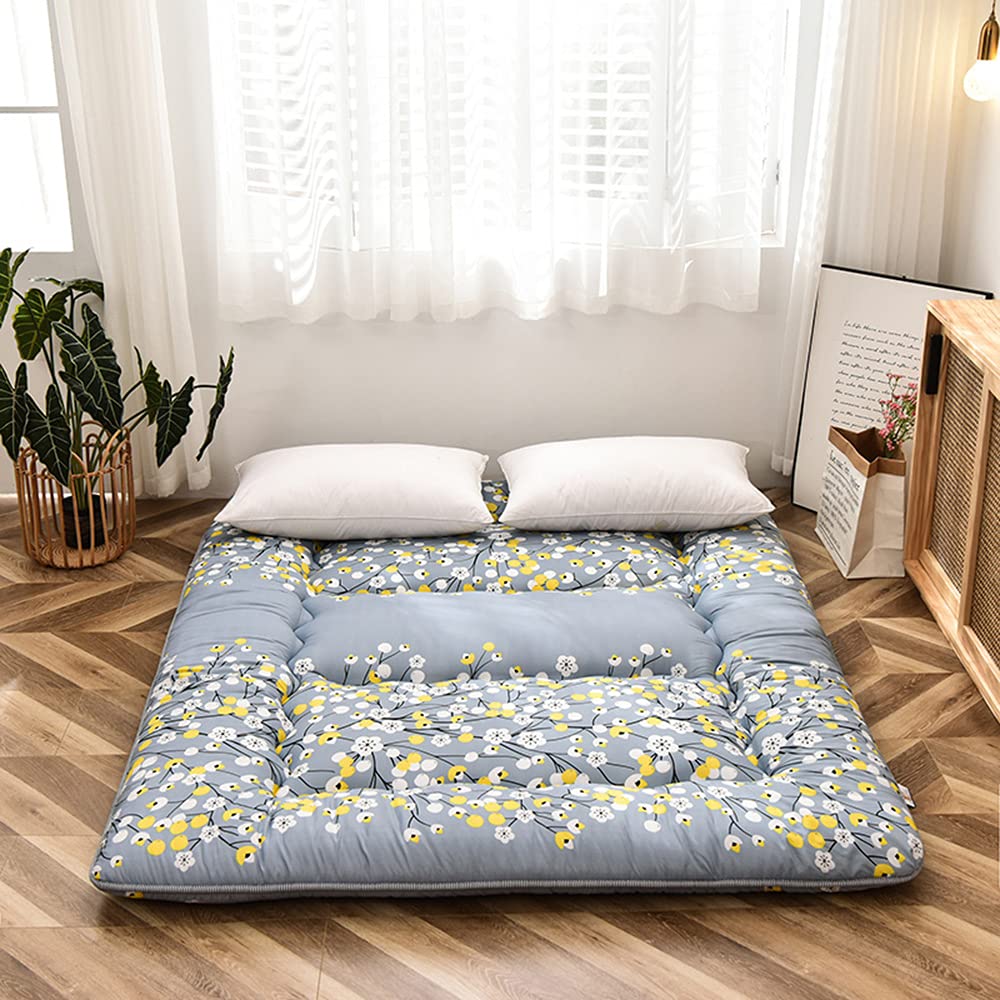 KKCD Japanese Floor Futon Mattress - Thick Tatami Sleeping Pad, Foldable Bed Roll with Mattress Protector Cover, Twin Size | Perfect for Small Spaces, Guest Beds & Minimalist Home Decor