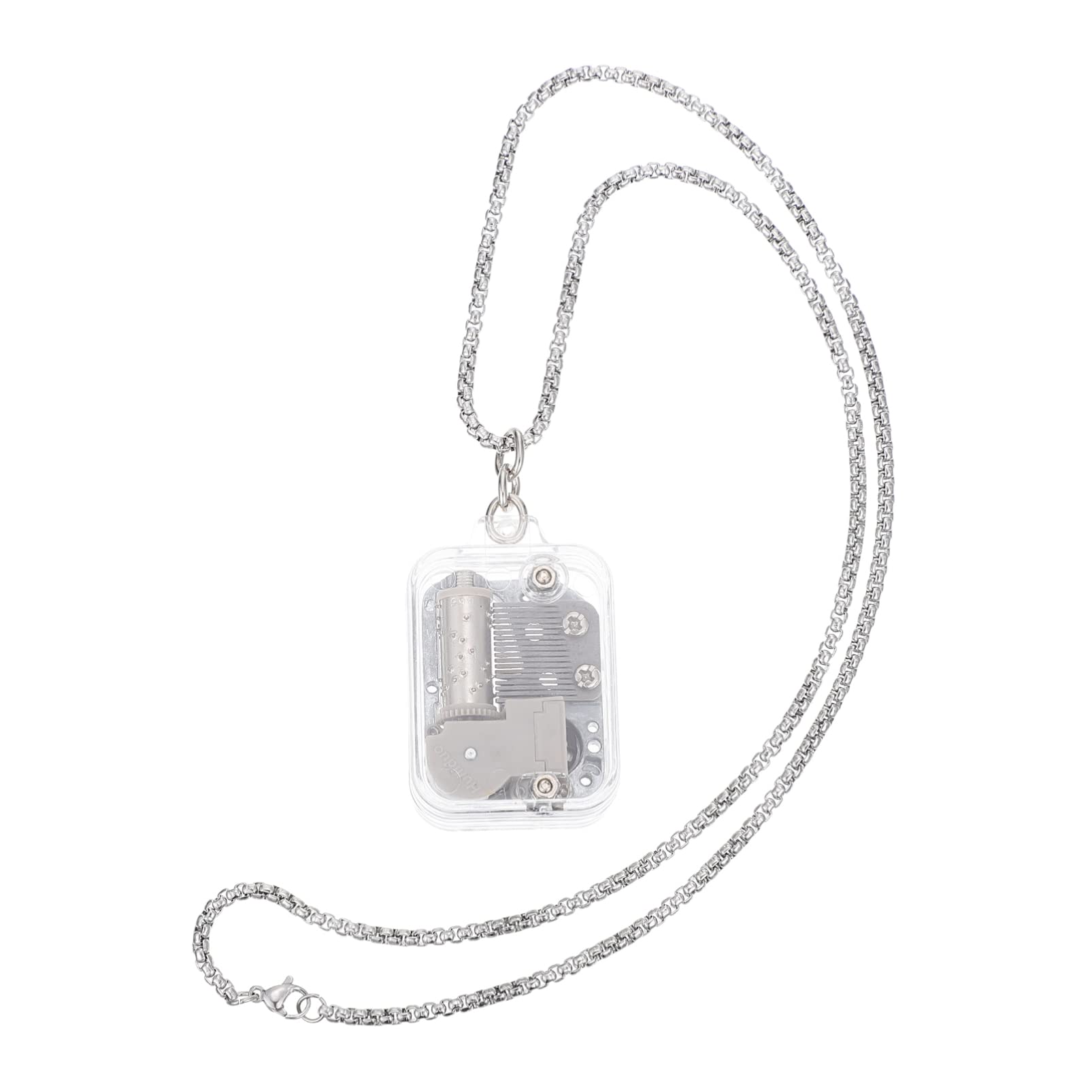 ARTIBETTER Mini Square Acrylic Music Box Necklace - Silver Musical Locket Pendant Jewelry for Women | Perfect Birthday Gift, Party Favor & Romantic Keepsake | Great for Anniversaries, Valentine's Day & Special Occasions