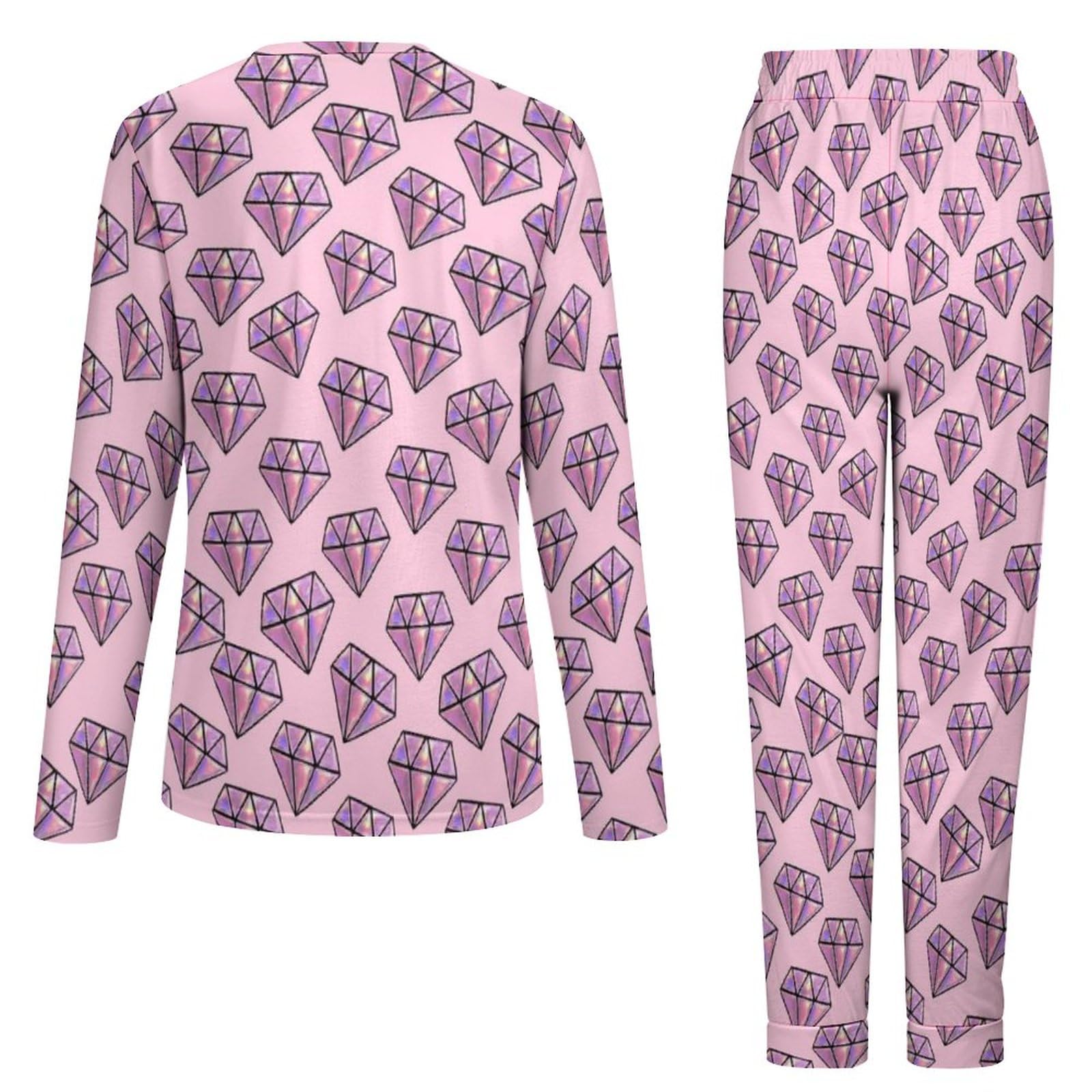 Pink Diamond Pajama Set for Women - Soft Sleepwear for Lounge & Sleep