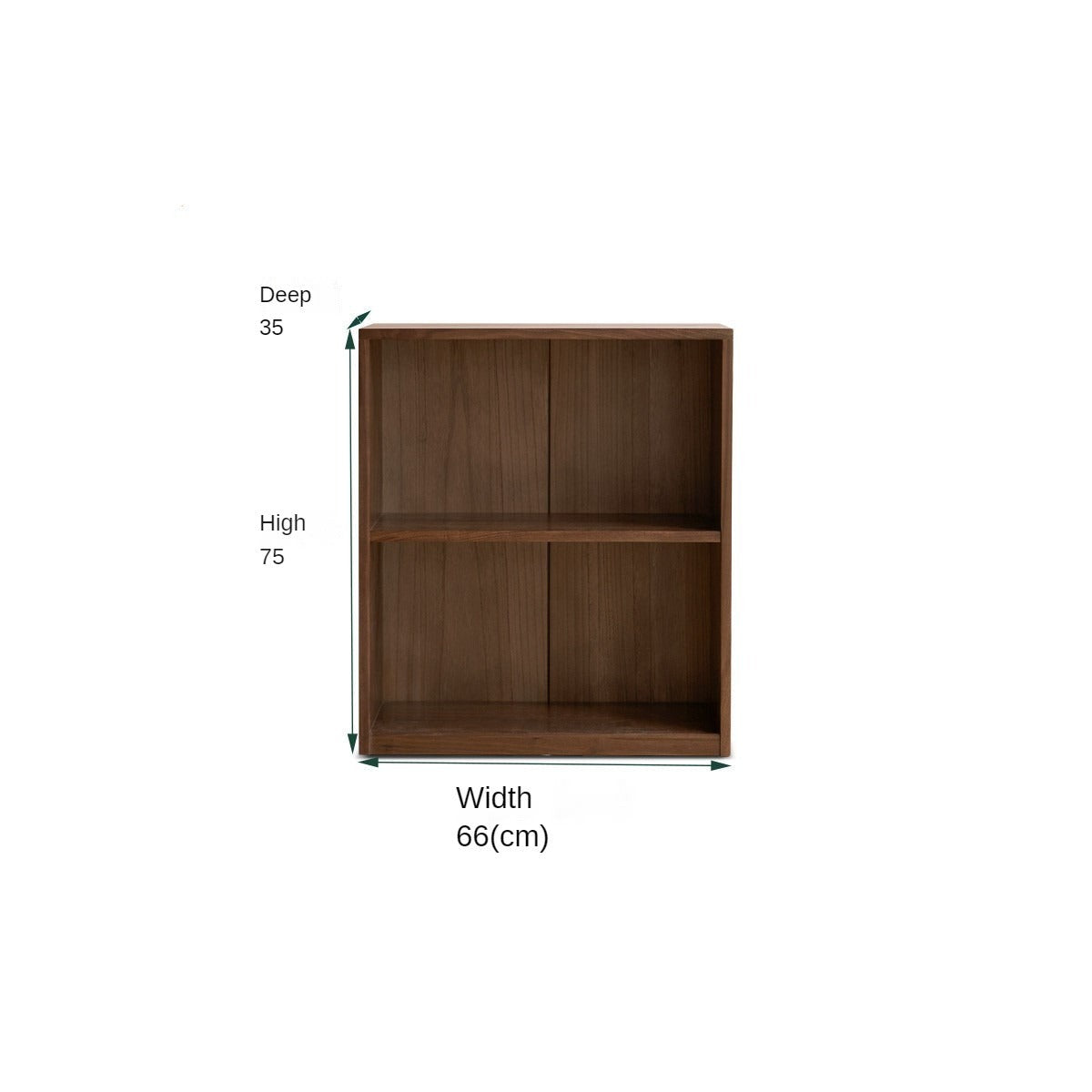 Solid Black Walnut Wood Bookshelf - Low Profile Wall Mounted or Floor Standing Cabinet for Living Room, Bedroom & Home Office Storage