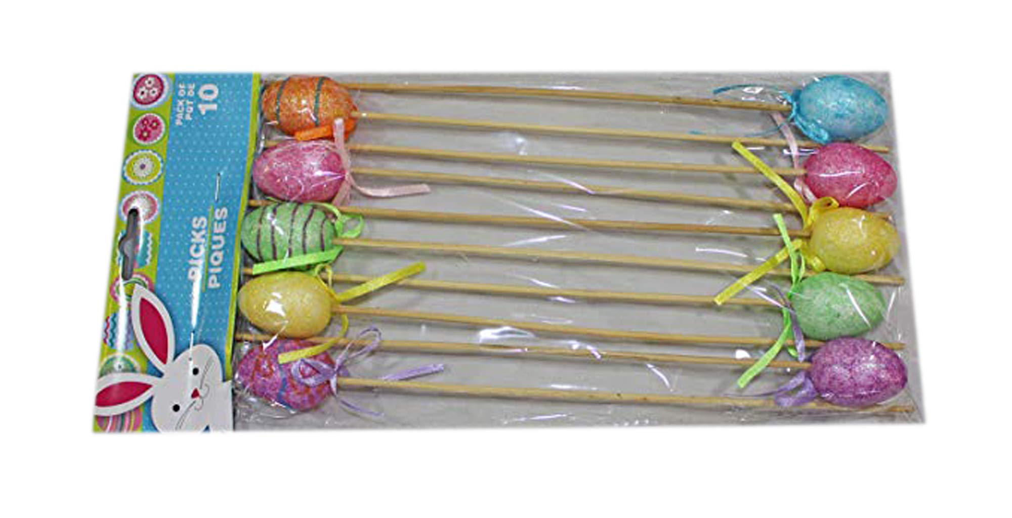 10 Pack Foam Glitter Easter Egg Flower Picks for DIY Spring Decor, Easter Party, Floral Arrangements, and Home Centerpieces