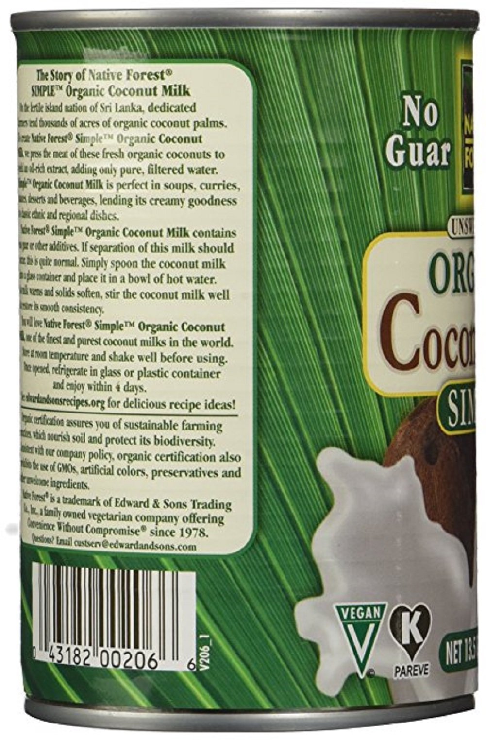 Organic Unsweetened Coconut Milk by Native Forest - 13.5 Fl Oz (Pack of 3) | BPA-Free Canned Coconut Milk for Cooking, Baking, Smoothies & Vegan Recipes | USDA Certified, Non-GMO, Dairy-Free Alternative