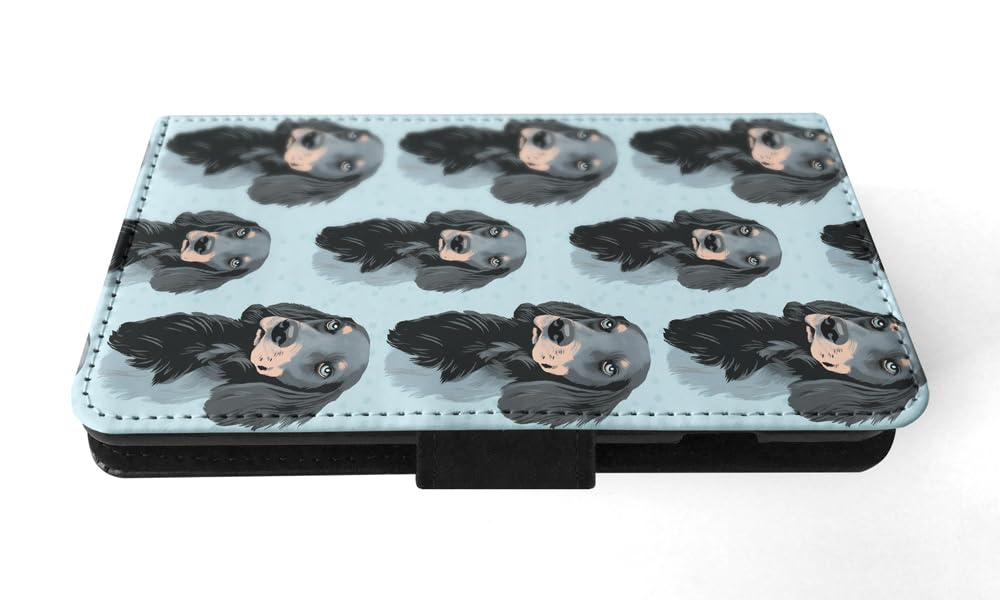 Cute Gordon Setter Puppy Dog Pattern Faux Leather Flip Wallet Phone Case for Apple iPhone 14 - Perfect for Everyday Use, Travel & Gift Giving