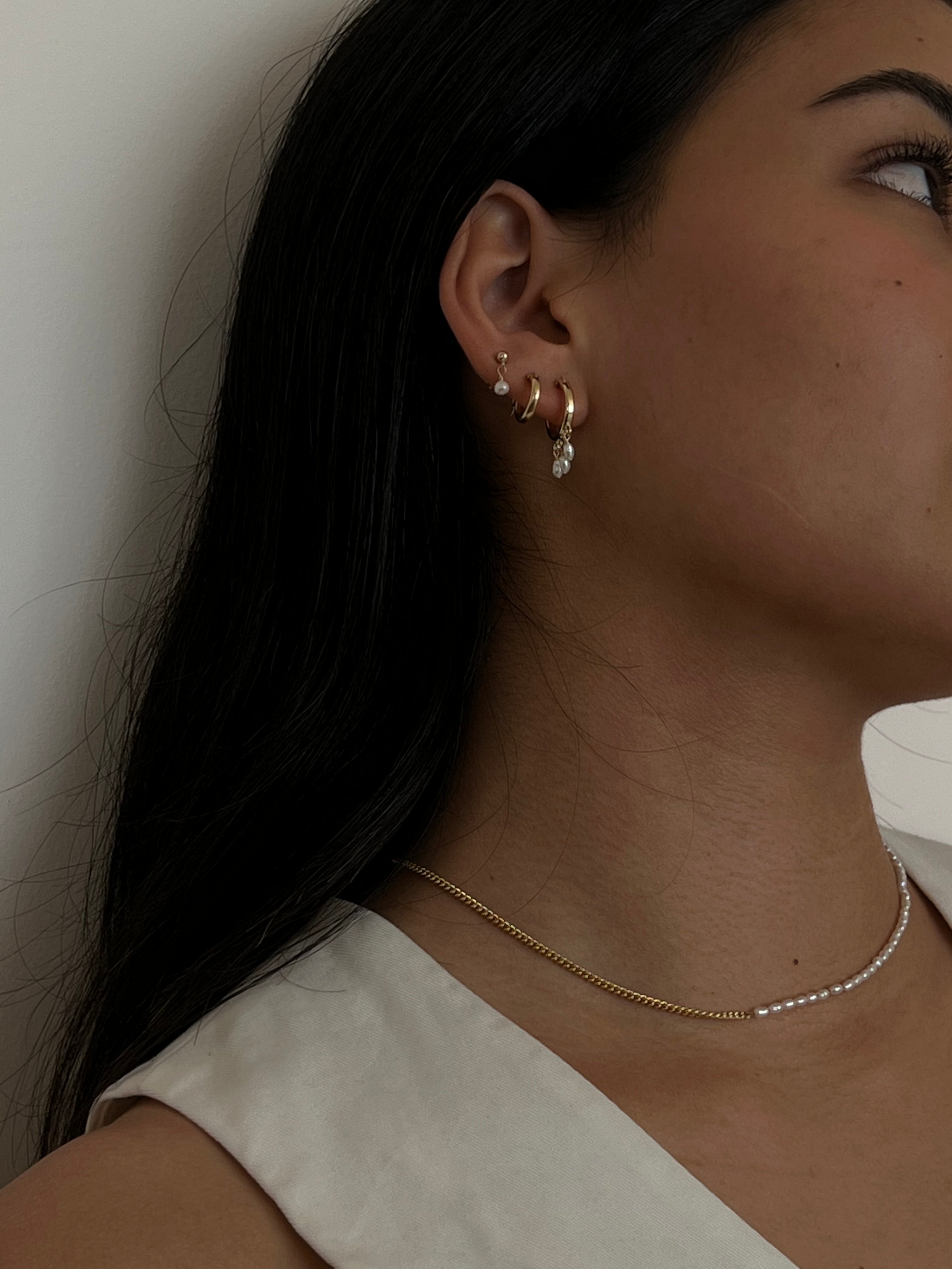 Trendy Three Pearl Hinge Hoop Earrings for Women - Elegant Jewelry Gift for Brides, Party & Everyday Wear