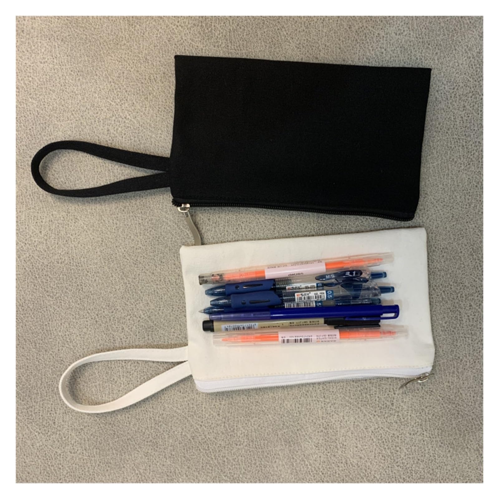 Canvas Pencil Case for Students - Portable School Supplies & Exam Essentials - Hand-Painted Stationery Bag with Wide Design - Perfect for School, Office, and Art Supplies Organization