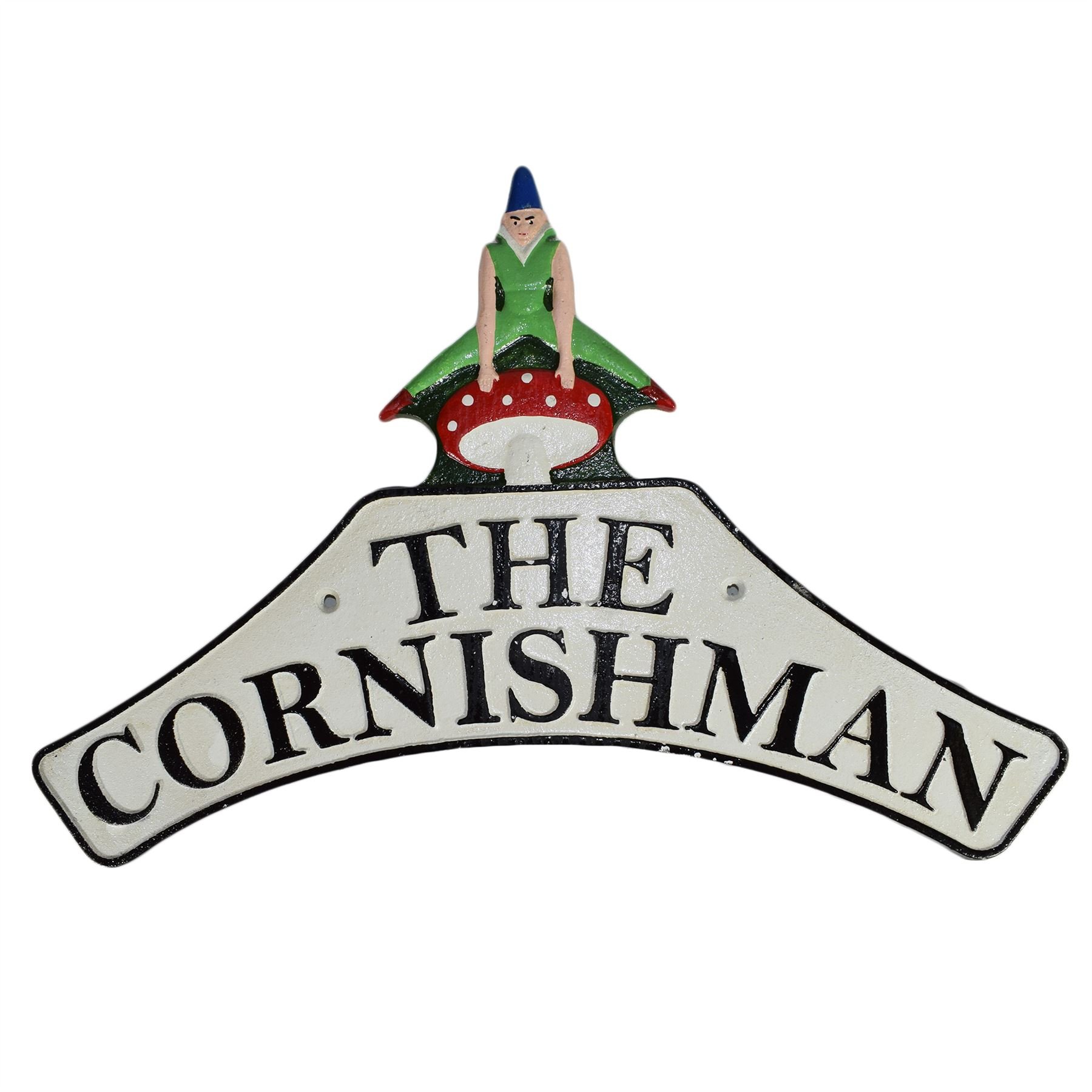 Vintage AB Tools Cornishman Pixie Cast Iron Sign Plaque - Rustic Wall Decor for Door, Fence, Gate, Post & Garden - Perfect for Home, Pub, or Cottage Outdoor Decor