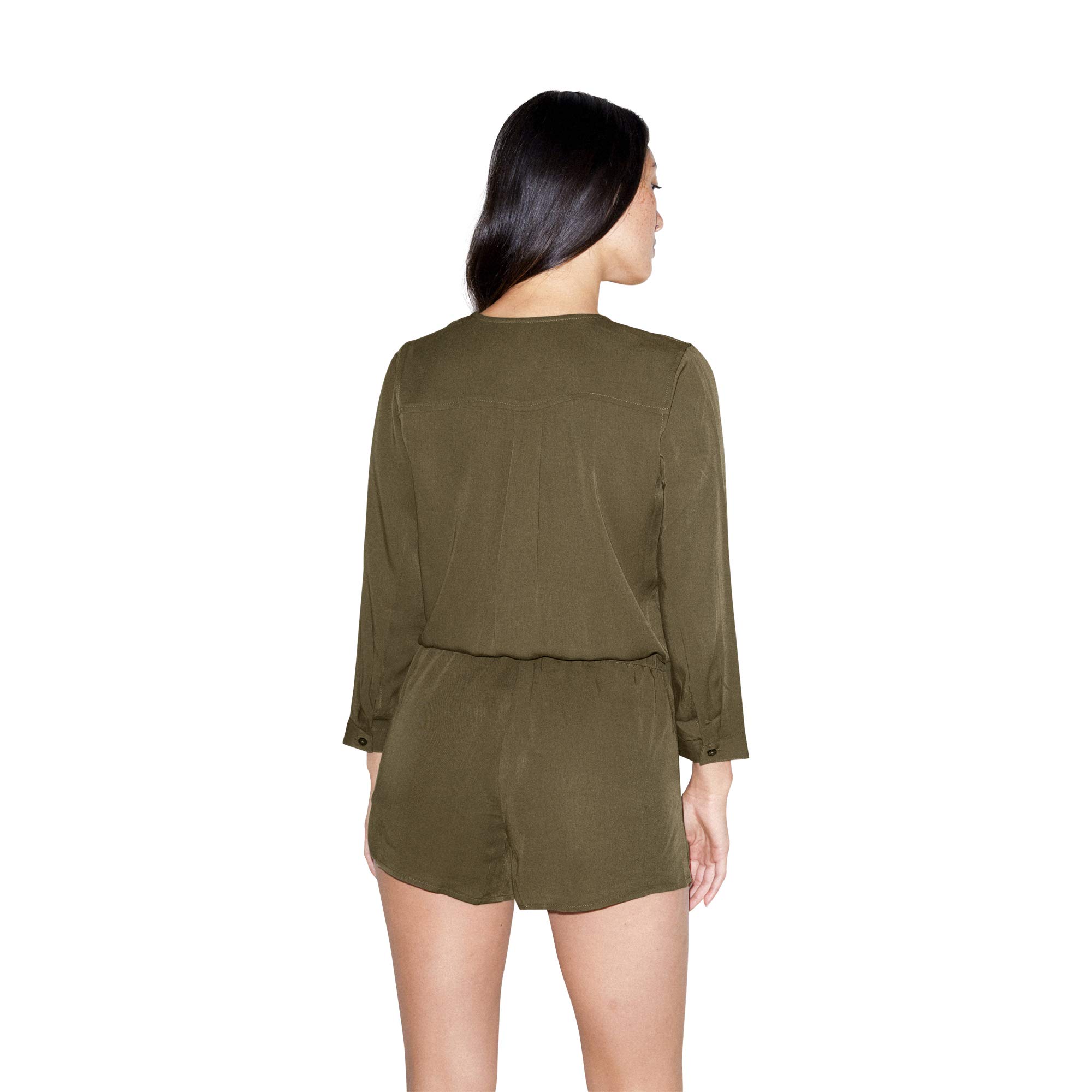 American Apparel Women's Viscose 3/4 Sleeve Cross Front Romper Jumpsuit - Casual Summer Outfit for Beach, Vacation & Date Night