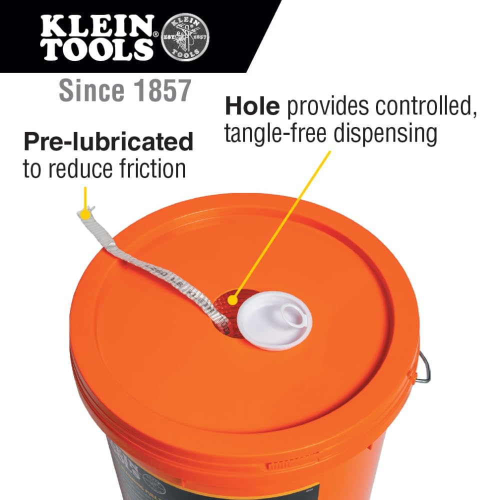 Klein Tools 50131 1800-Pound x 1300-Foot Heavy-Duty Conduit Measuring Pull Tape - Mule Tape for Cable & Wire Pulling | Ideal for Electricians, Construction & Industrial Wiring Projects