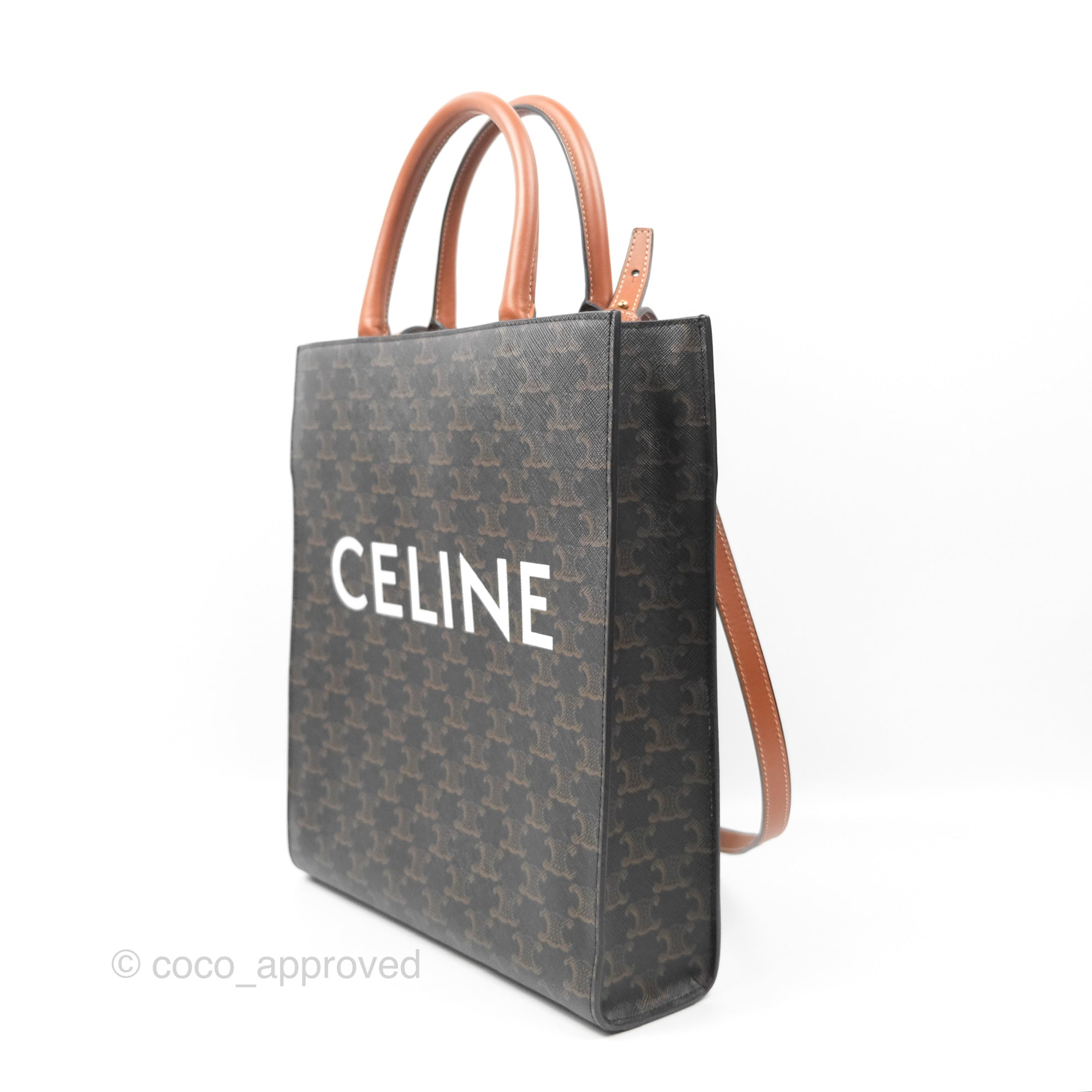 Celine Small Vertical Cabas Tote Bag in Triomphe Canvas - Tan Color | Luxury Designer Handbag for Women, Perfect for Work, Travel & Everyday Use