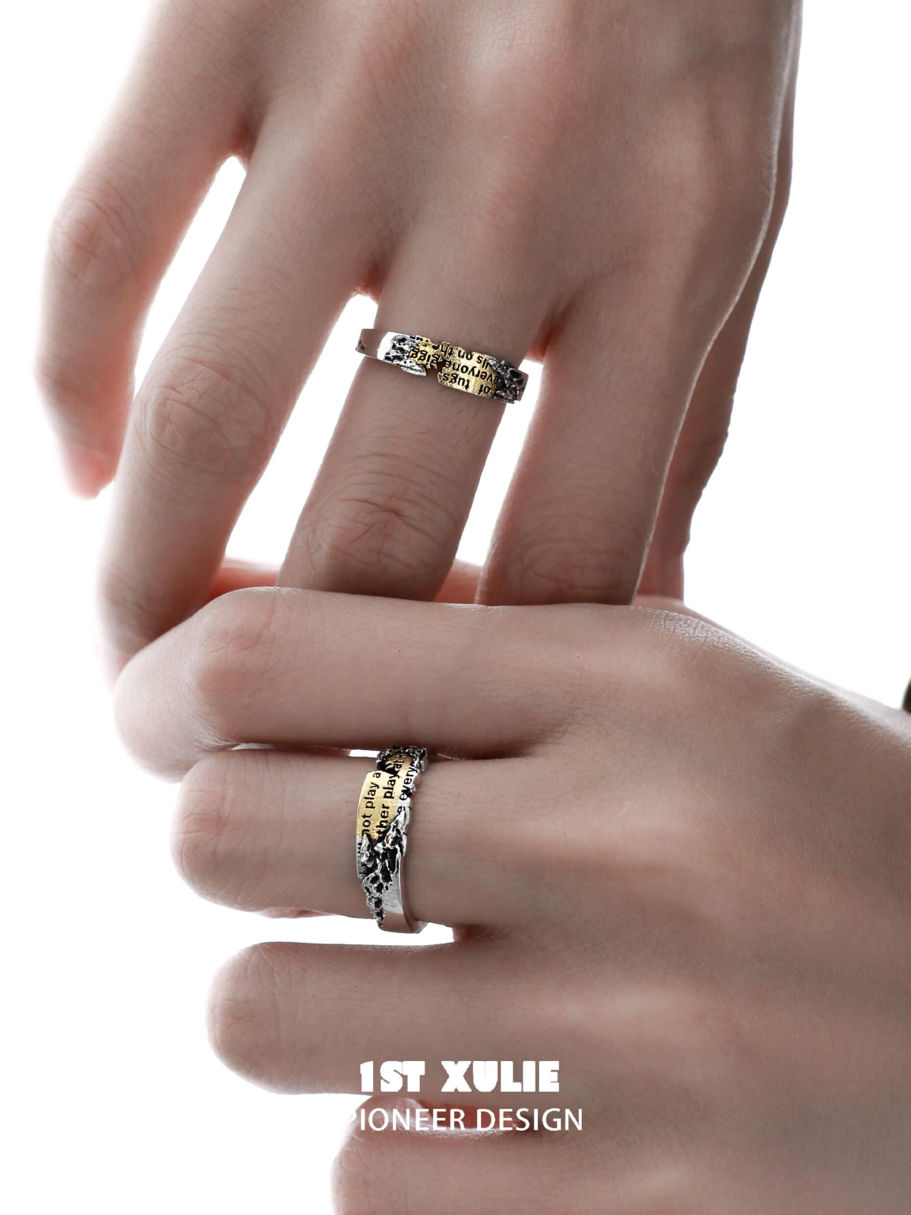 Immortal Lover S925 Sterling Silver Love Letter Rings - Romantic Couple Wedding Bands for Anniversaries, Engagements & Valentine's Gifts