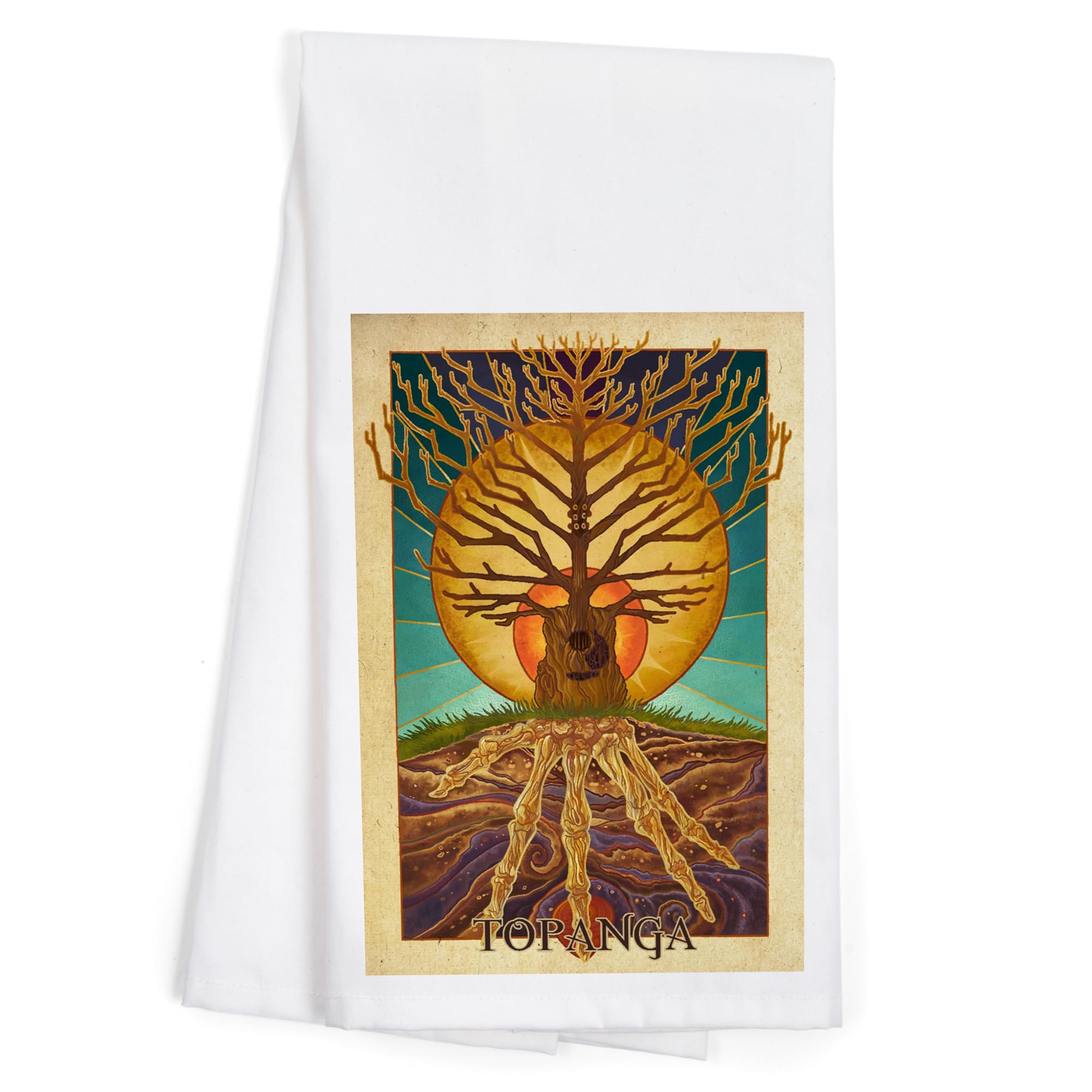 Lantern Press Topanga California Guitar Tree 100% Cotton Tea Towel - Decorative Kitchen Hand Towel for Home Decor, Dish Drying & Gift Giving