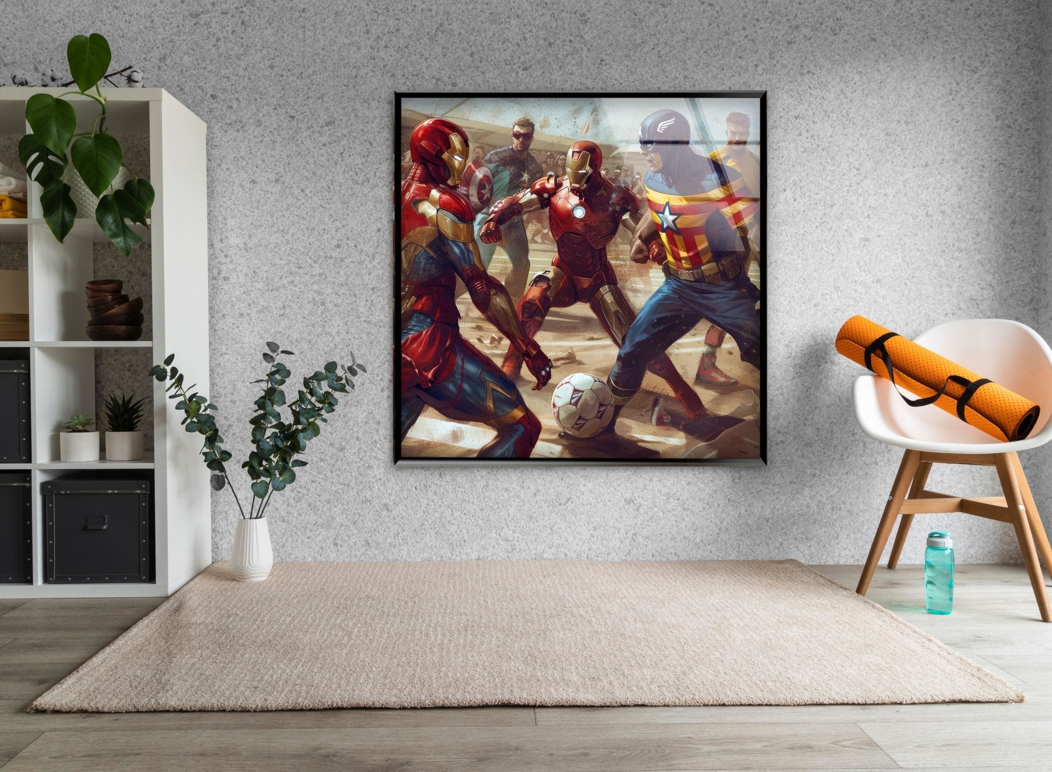 Avengers Soccer Glass Wall Art - Marvel Superheroes Decor for Kids Room, Game Room & Office - Perfect Gift for Fans & Collectors