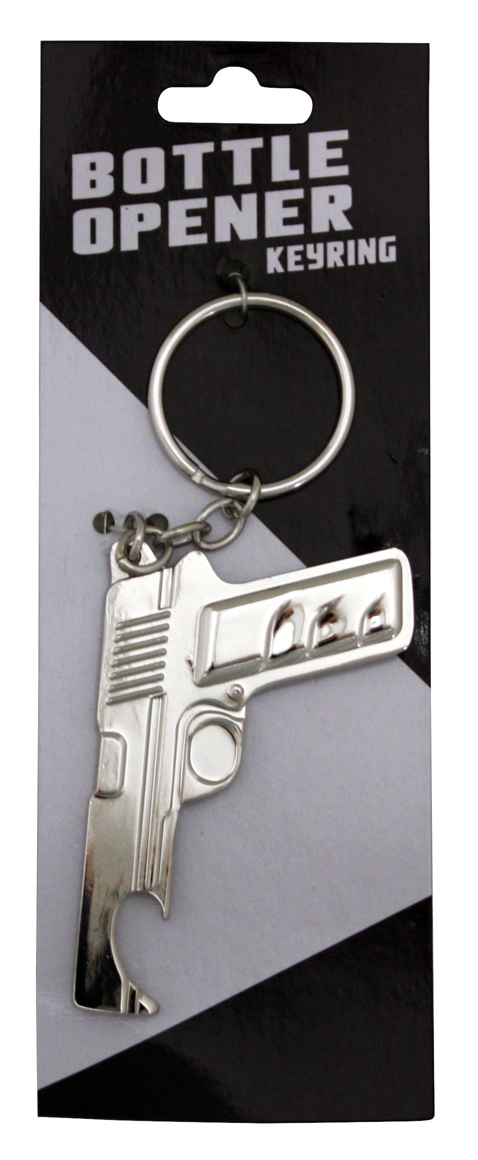 Island Dogs Gun Bottle Opener Keychain - Silver | Cool & Functional Bottle Opener for Beer, Wine & Soda | Perfect for Parties, Camping & Outdoor Adventures