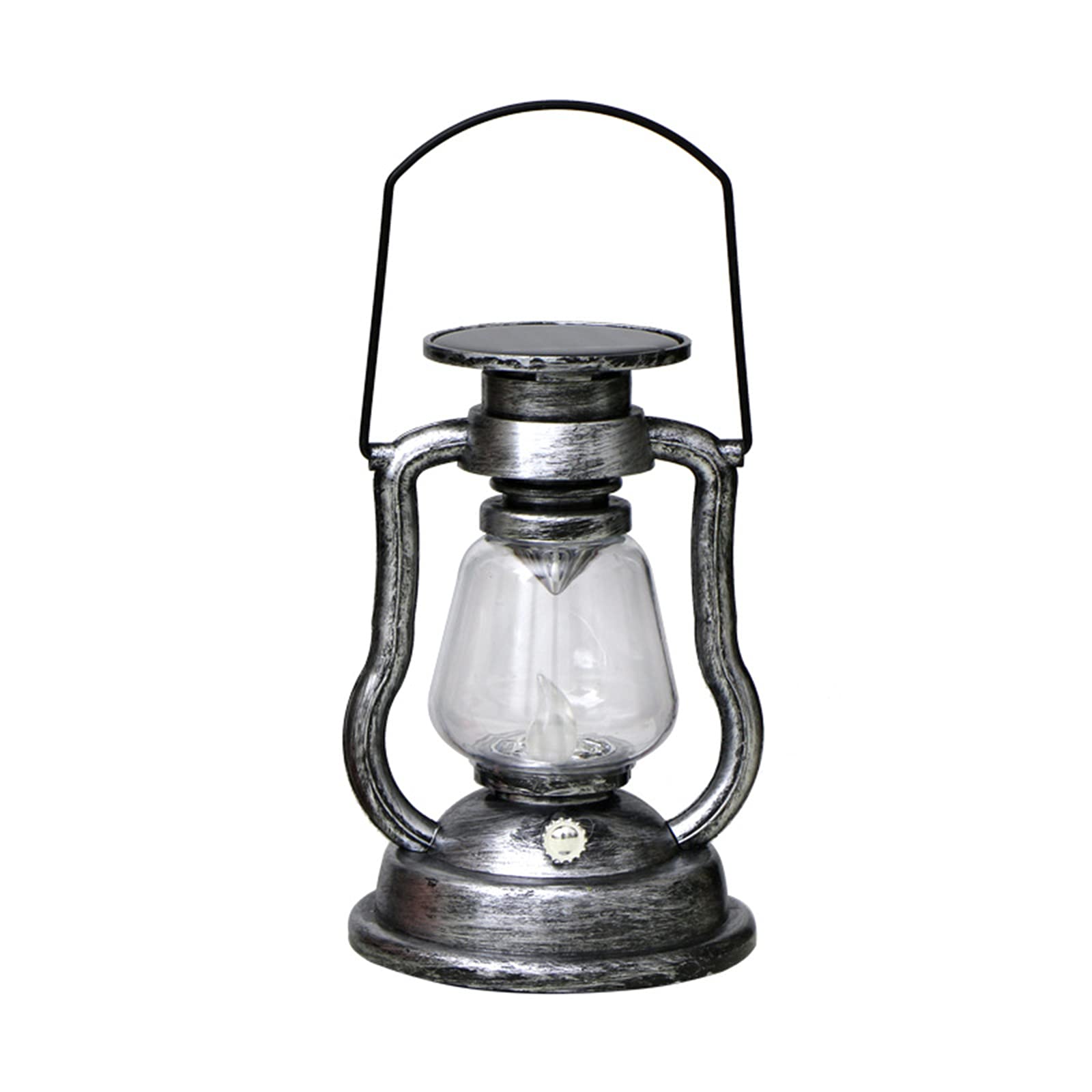 Vintage Solar LED Kerosene Lamp - Waterproof Portable Horse Lantern for Home, Outdoor, Courtyard & Garden Decor (Silver) | Perfect for Camping, Patio Lighting & Emergency Power Outages