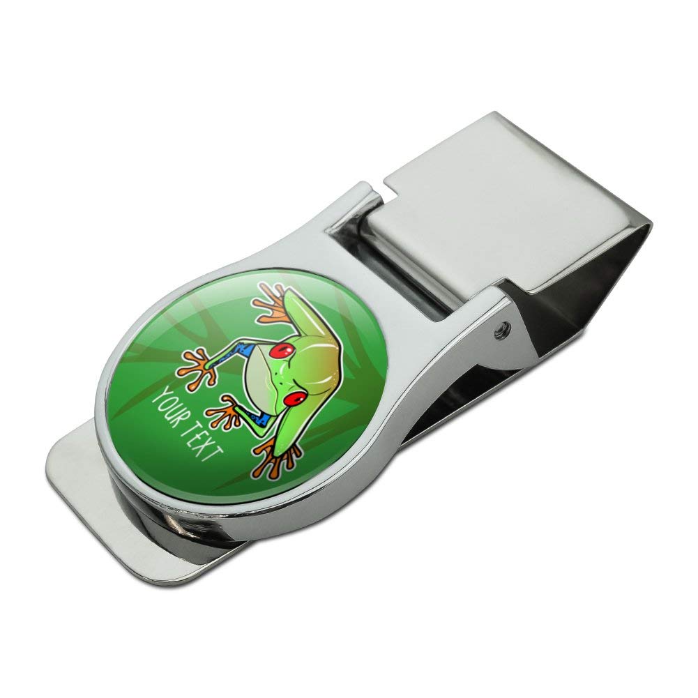 Custom Personalized Tree Frog on Leaf Money Clip - Satin Chrome Plated Metal Gift for Men | Perfect for Cash, Credit Cards & Everyday Carry