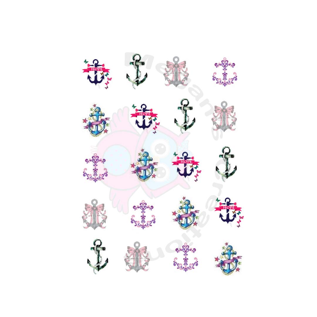 Fun Anchors Waterslide Nail Decals - DIY Nail Art Stickers for Summer Beach Nails, Pool Party & Tropical Vacation Manicure Designs
