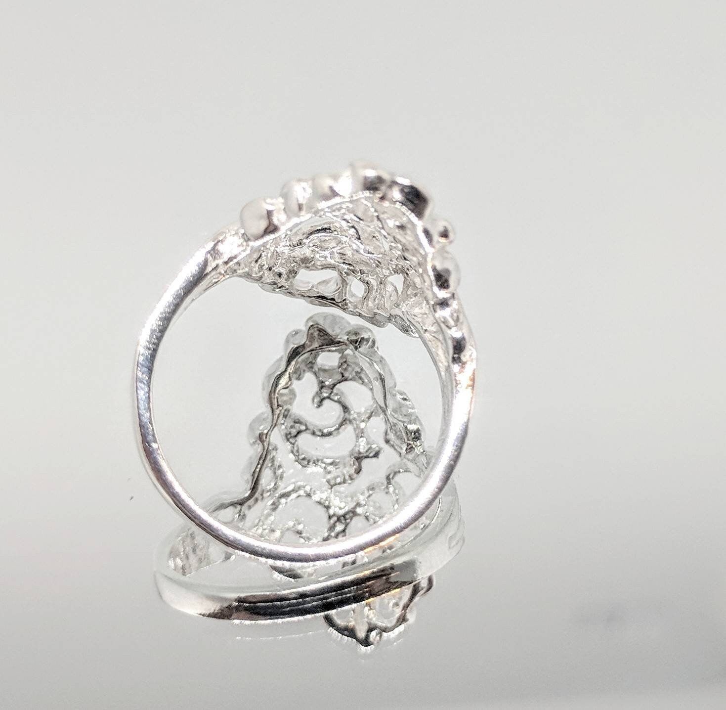 14K Gold or Sterling Silver Filigree Freeform Ring - Size 7 DIY Jewelry Setting, Elegant Fashion Ring 168-068/148-068 - Perfect for Weddings, Parties & Special Occasions